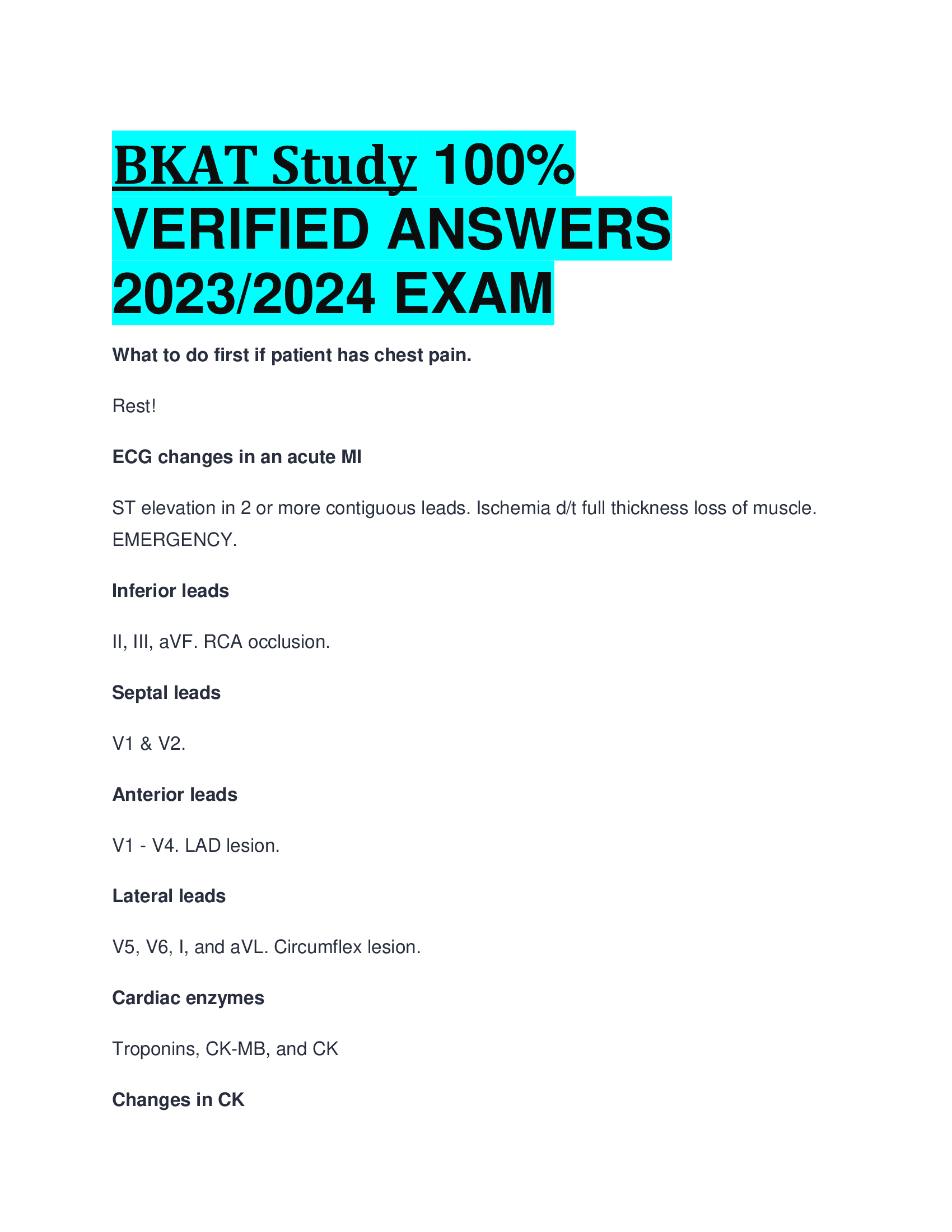 BKAT Study VERIFIED ANSWERS  2023,2024 EXAM