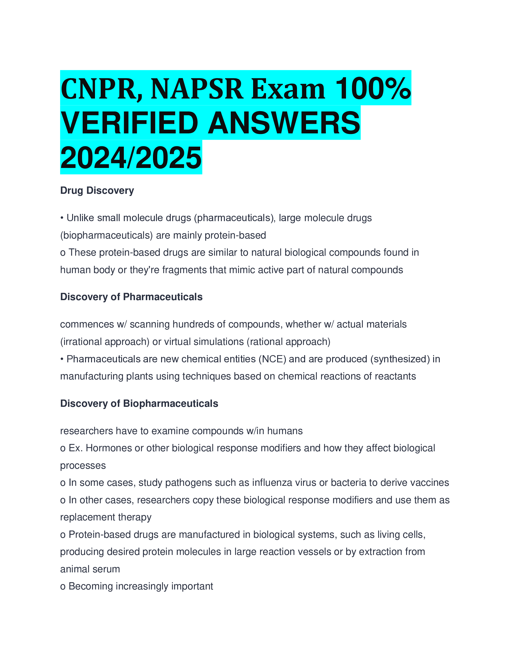 CNPR, NAPSR Exam VERIFIED ANSWERS  2024,2026