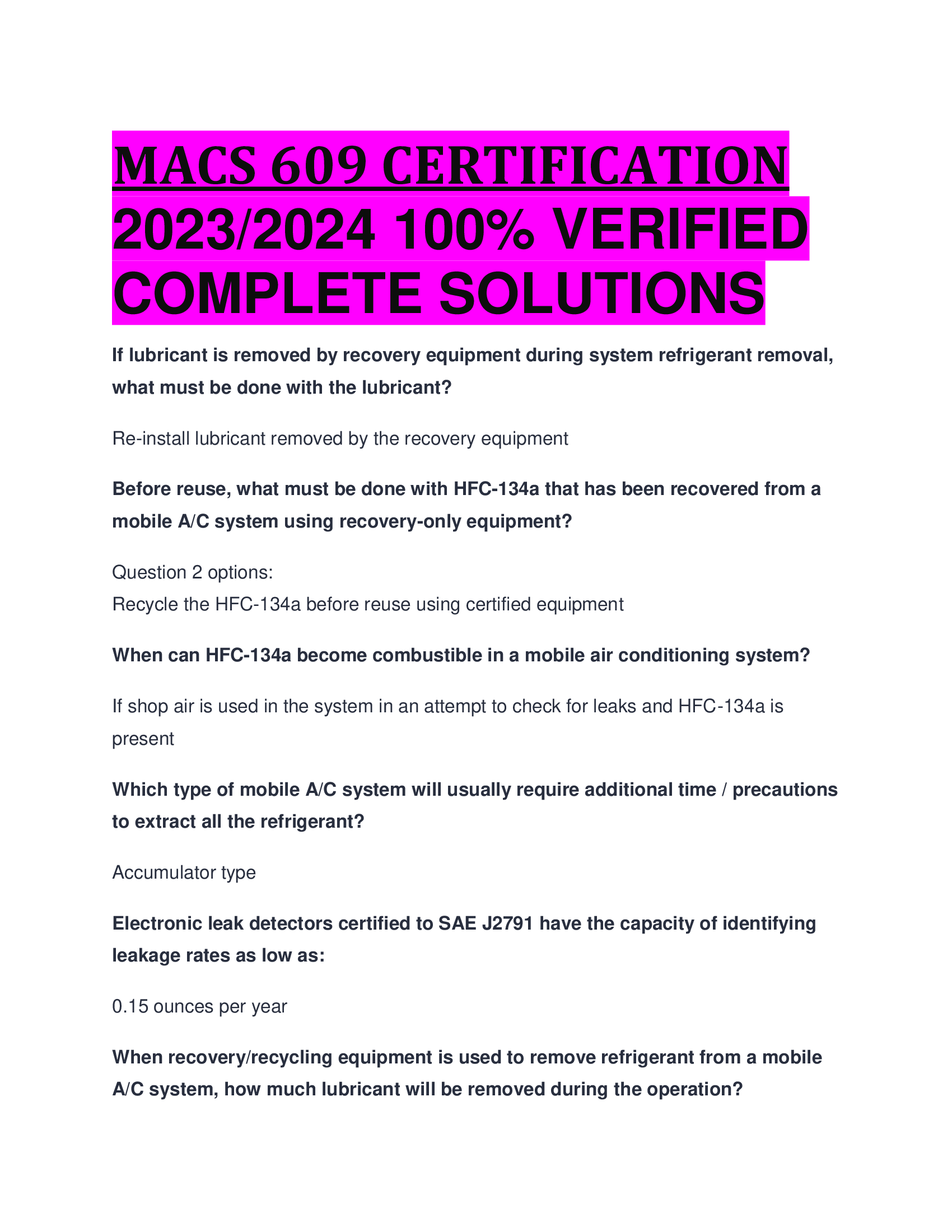 MACS 609 CERTIFICATION 2023,2024 VERIFIED  COMPLETE SOLUTIONS