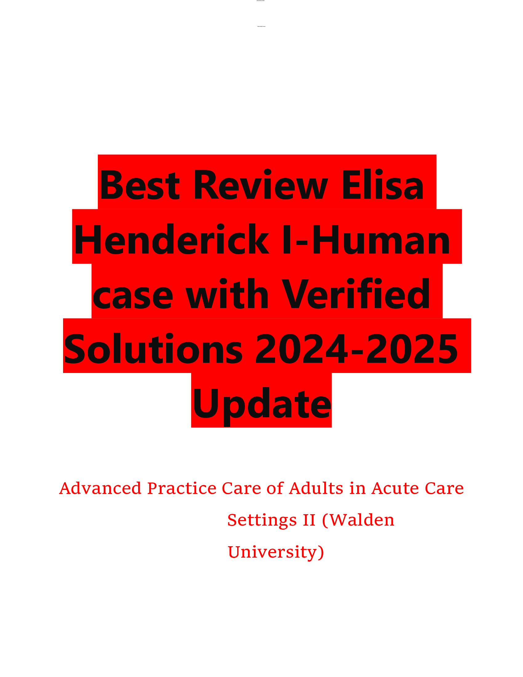 Best Review Elisa  Henderick I-Human  case with Verified Solutions 2024-2026  Update