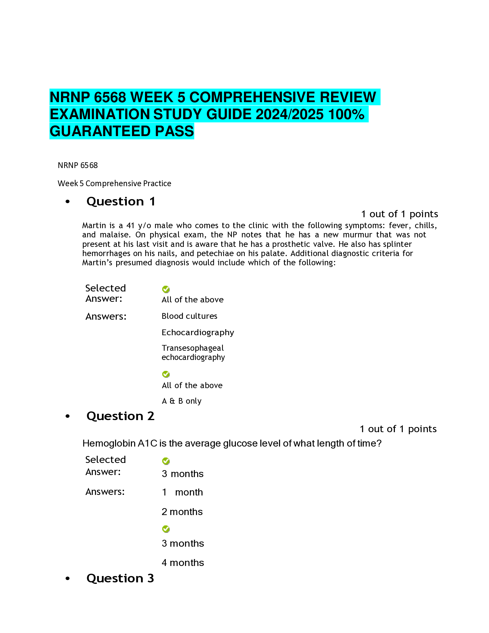 NRNP 6568 WEEK 5 COMPREHENSIVE REVIEW EXAMINATION STUDY GUIDE 20242026  GUARANTEED PASS