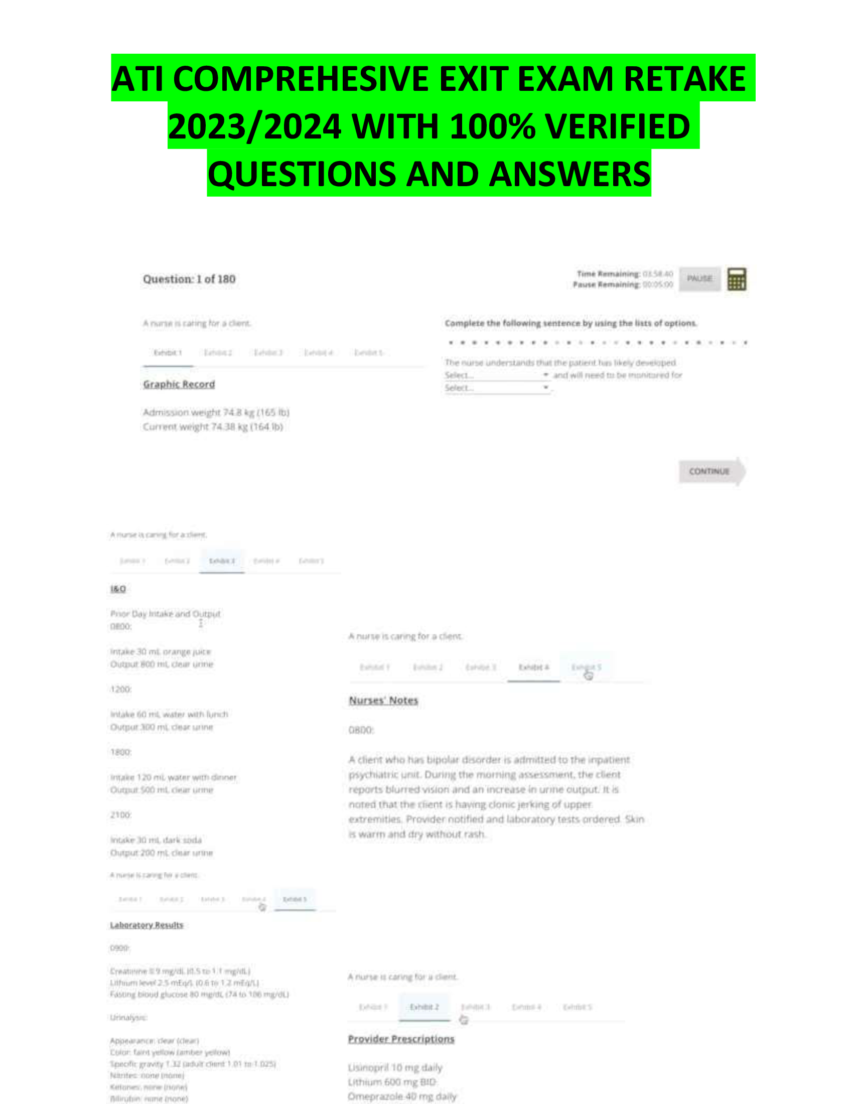ATI COMPREHESIVE EXIT EXAM RETAKE 2023,2024 WITH  VERIFIED  QUESTIONS AND ANSWERS