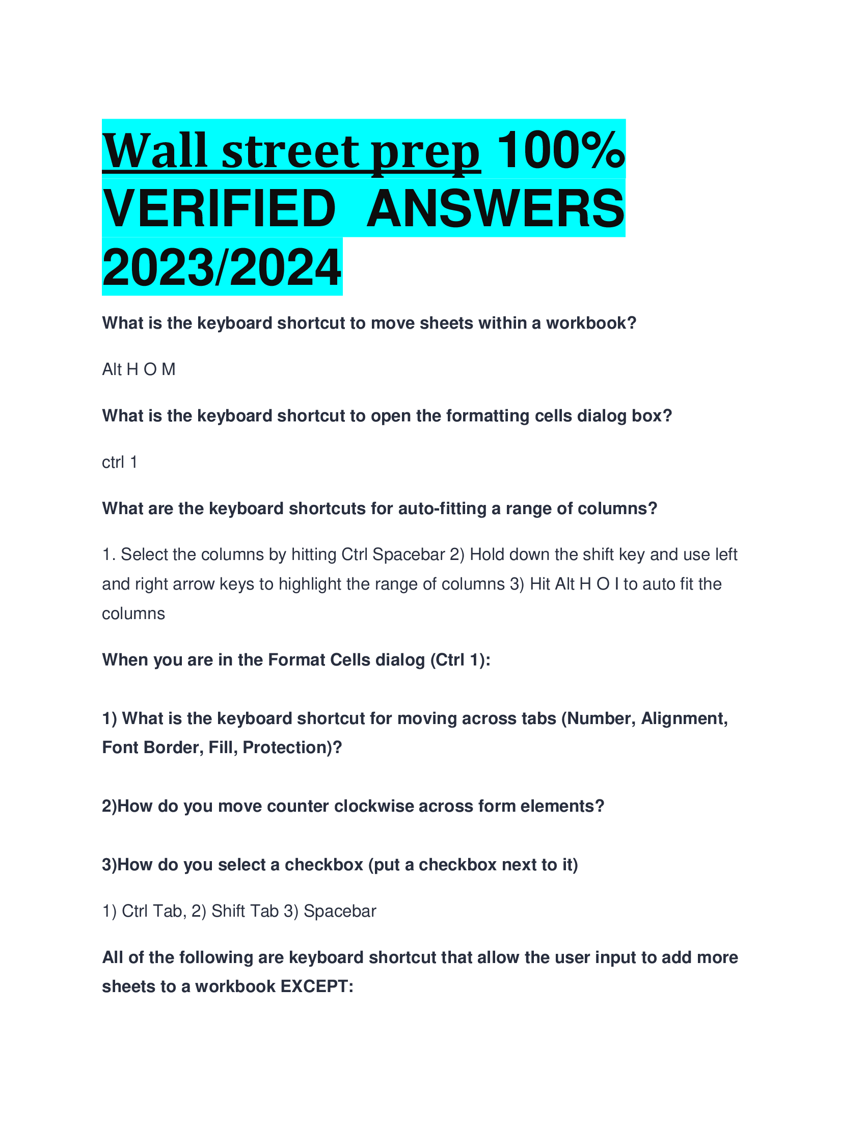 Wall street prep   VERIFIED ANSWERS  2023,2024