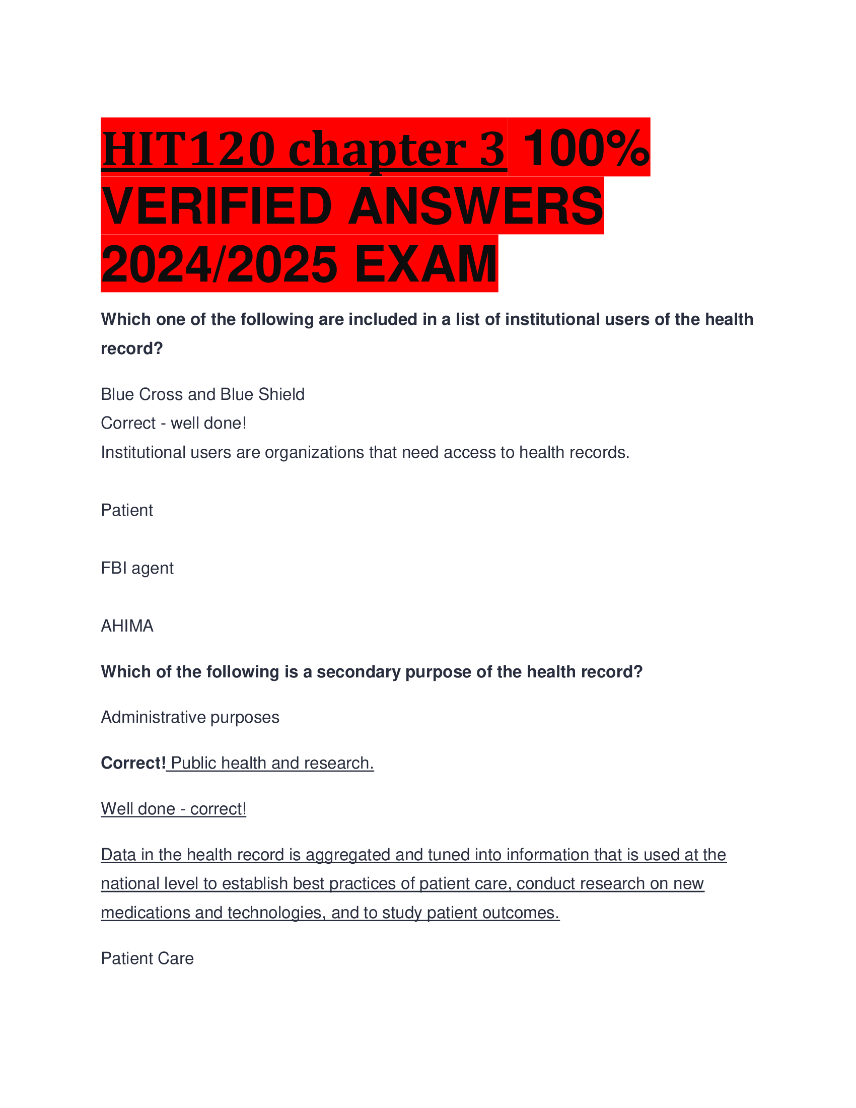 HIT120 chapter 3  VERIFIED ANSWERS  2024, 2026 EXAM