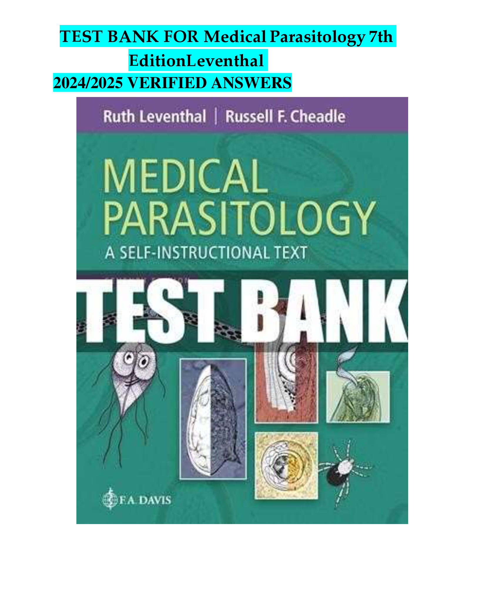 TEST BANK FOR Medical Parasitology 7th Edition Leventhal 20242026 VERIFIED ANSWERS