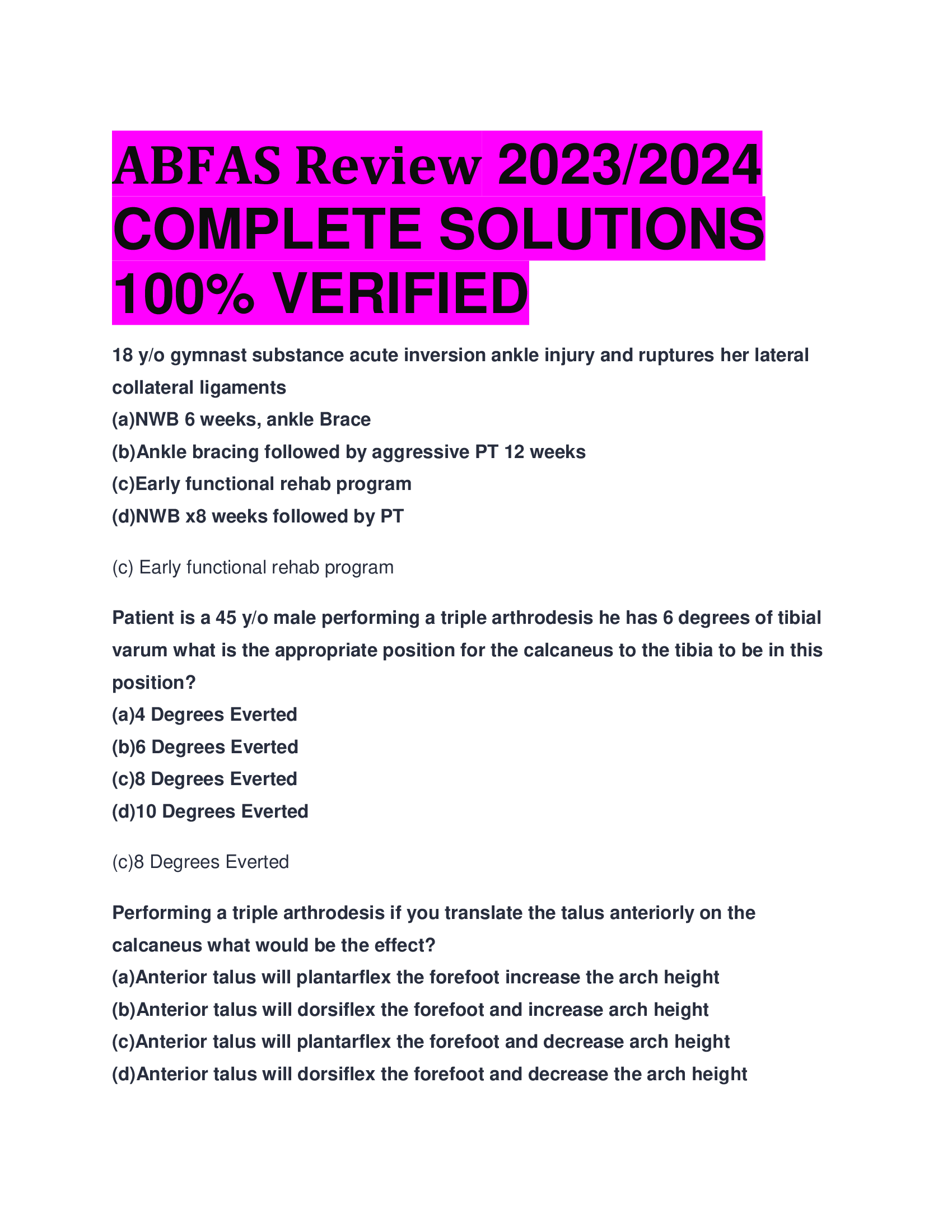 ABFAS Review 2023,2024  COMPLETE SOLUTIONS  VERIFIED
