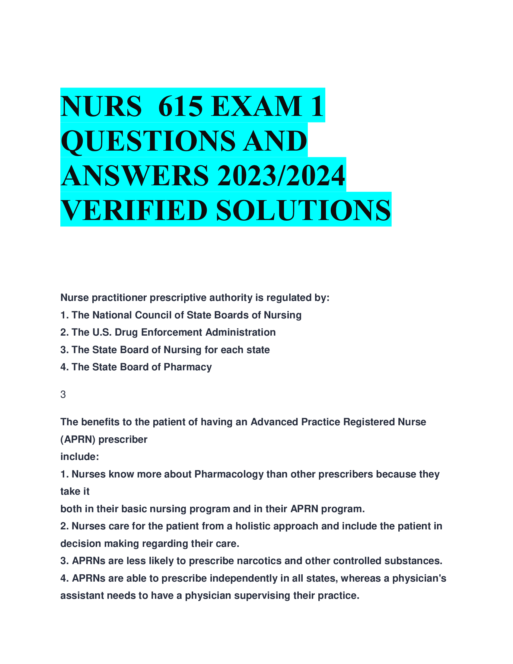 NURS 615 EXAM 1  QUESTIONS AND  ANSWERS 2023,2024  VERIFIED SOLUTIONS