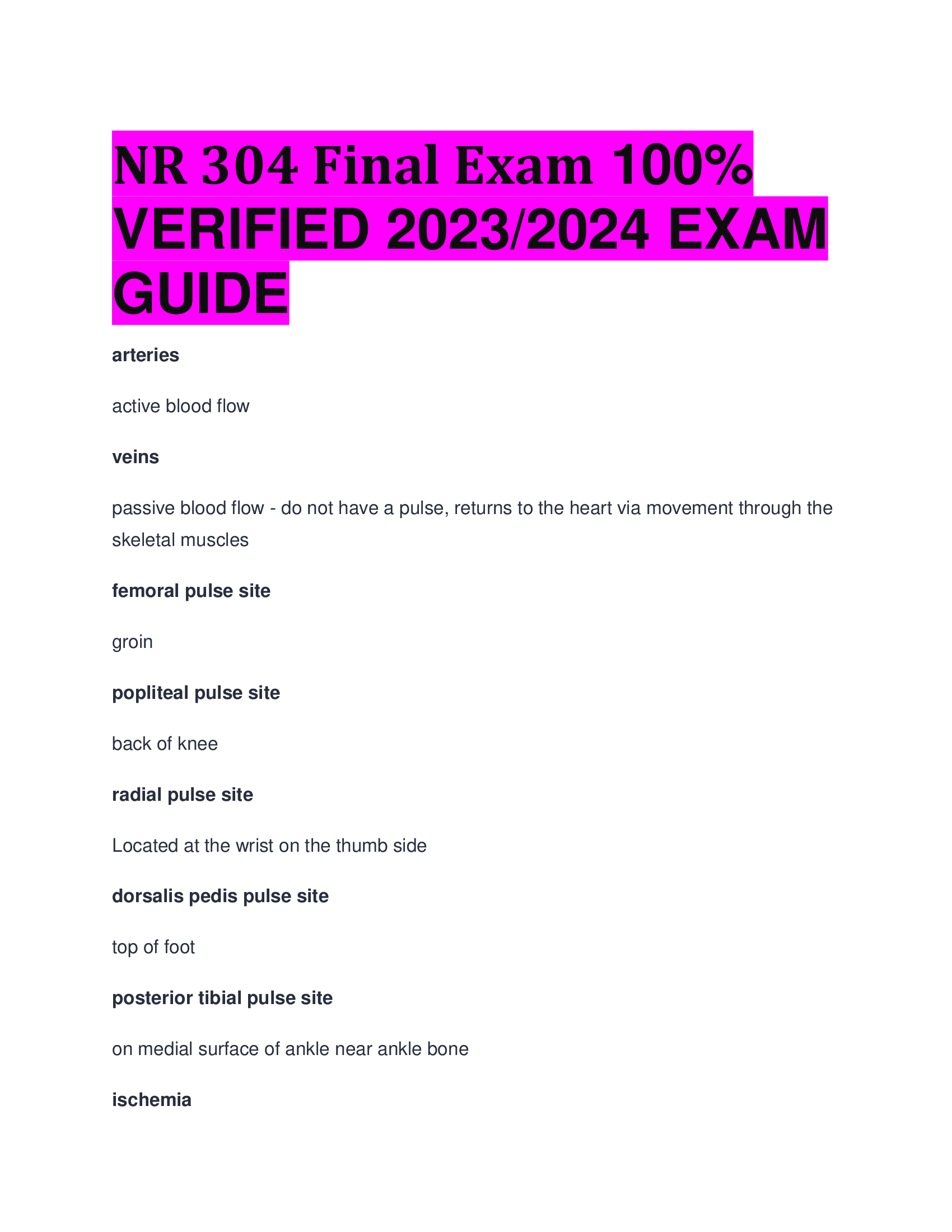 NR 304 Final Exam  VERIFIED 2023,2024 EXAM  GUIDE