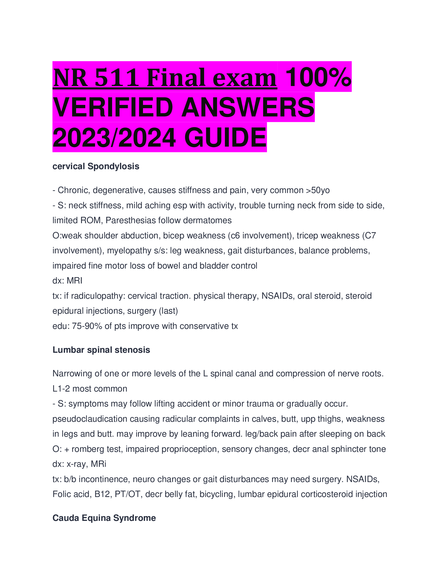 NR 511 Final exam VERIFIED ANSWERS  2023,2024 GUIDE