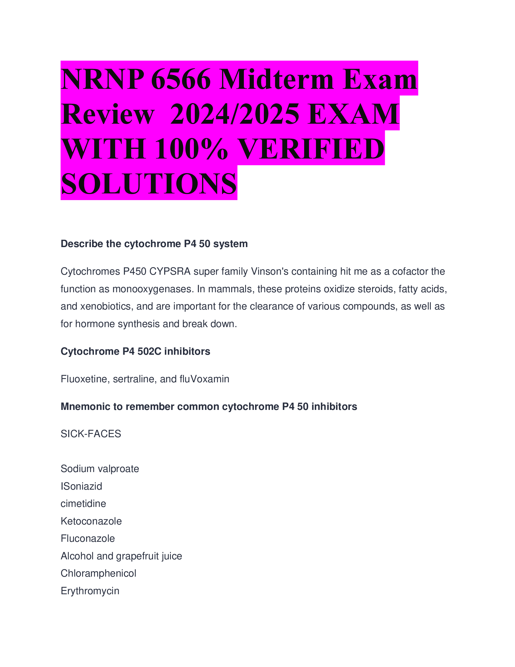 BEST ANSWERS NRNP 6566 Midterm Exam Review 2024, 2026 EXAM  WITH100 Percent VERIFIED  SOLUTIONS