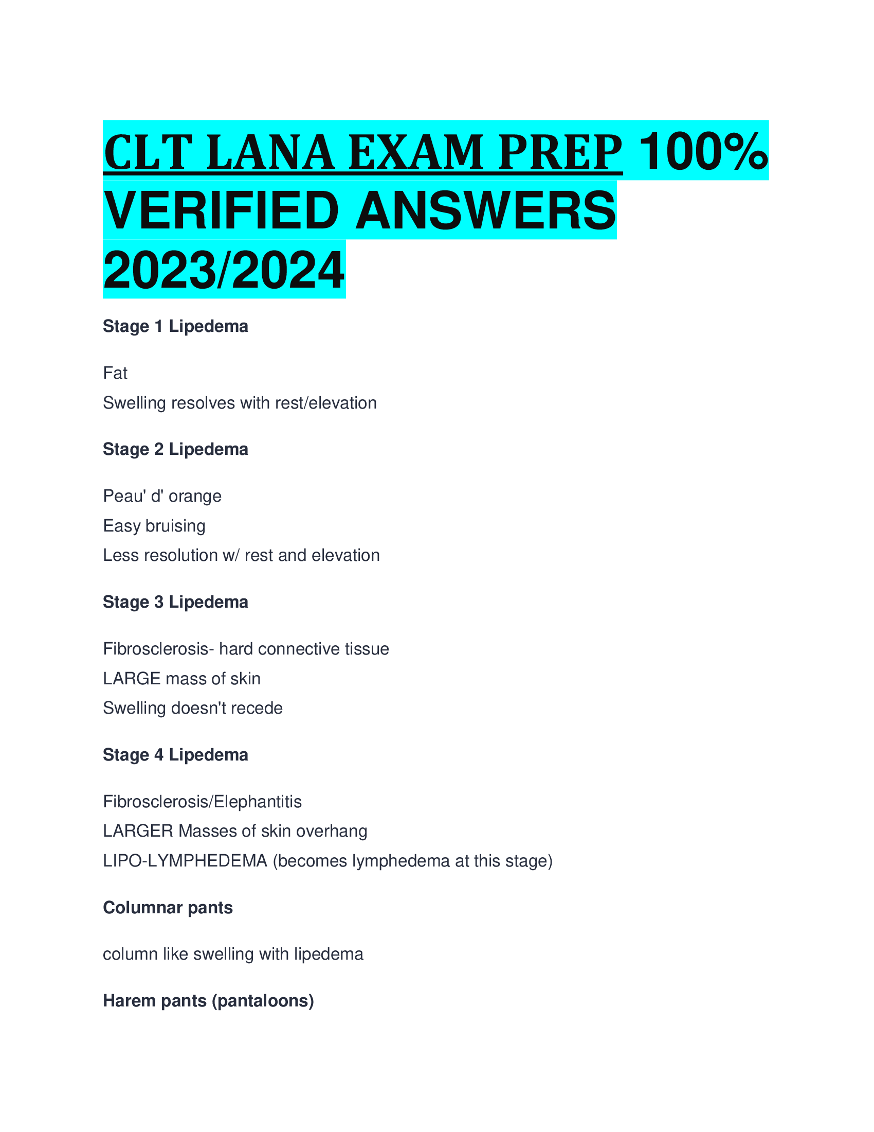 CLT LANA EXAM PREP  VERIFIED ANSWERS  2023,2024
