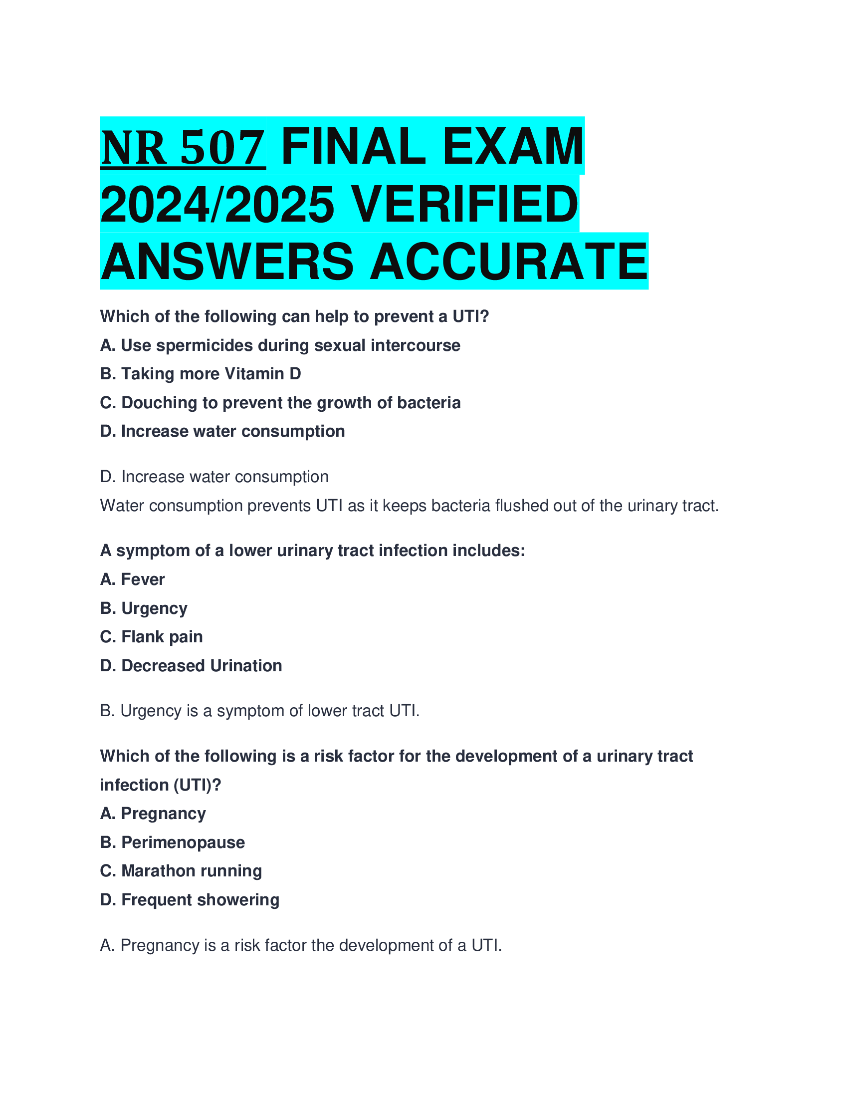 NR 507 FINAL EXAM  20242026 VERIFIED  ANSWERS ACCURATE