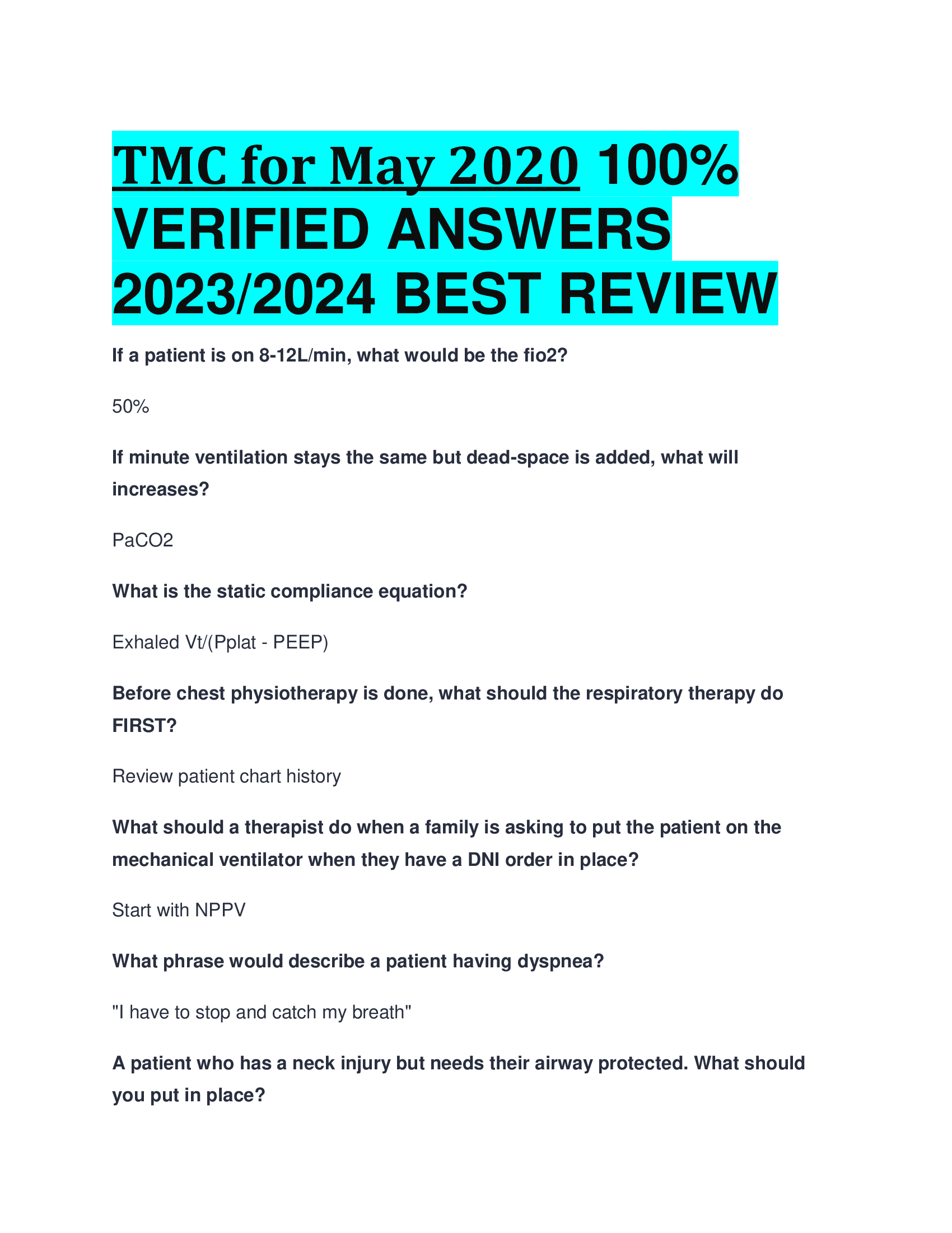 TMC for May 2026 VERIFIED ANSWERS BEST REVIEW