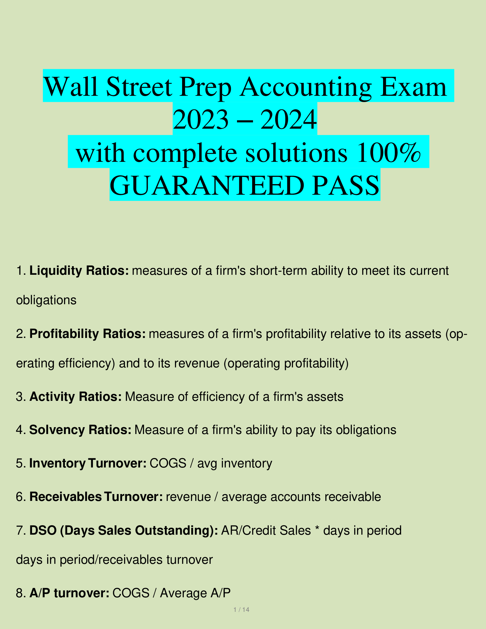 Wall Street Prep Exam With Verified Answers 2023,2024