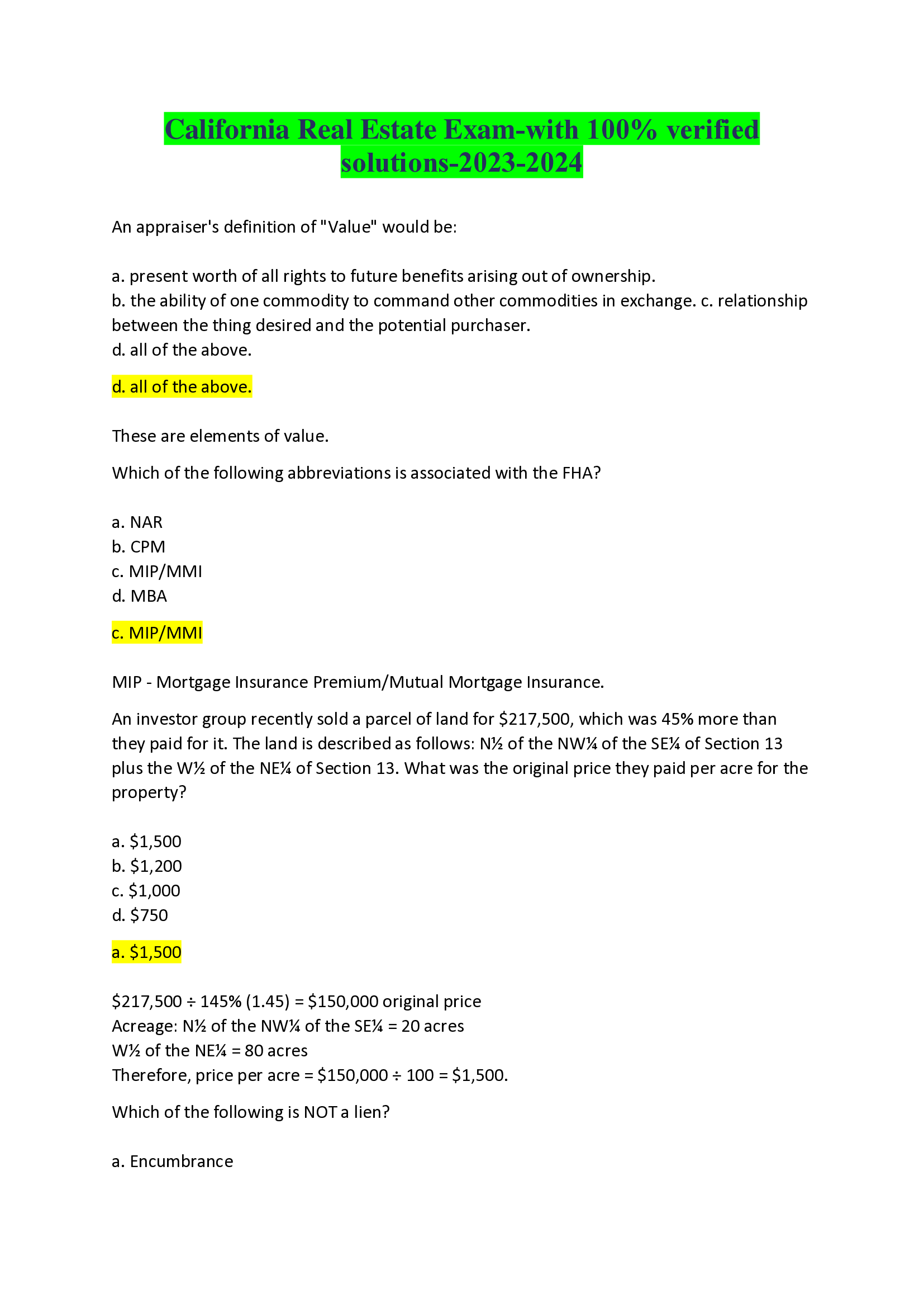 California Real Estate Exam