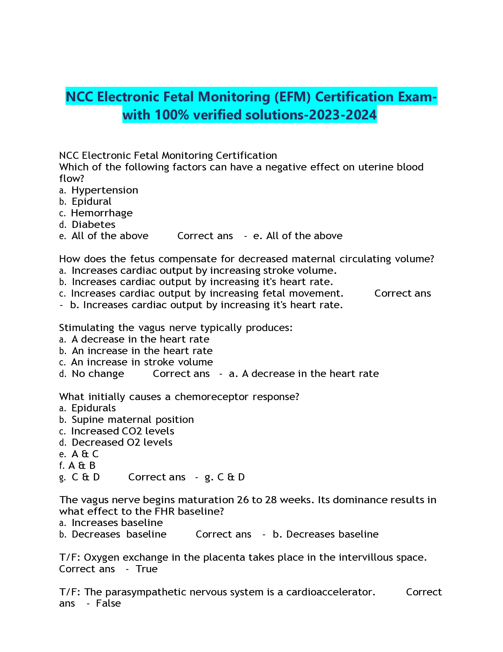 NCC Electronic Fetal Monitoring (EFM) Certification