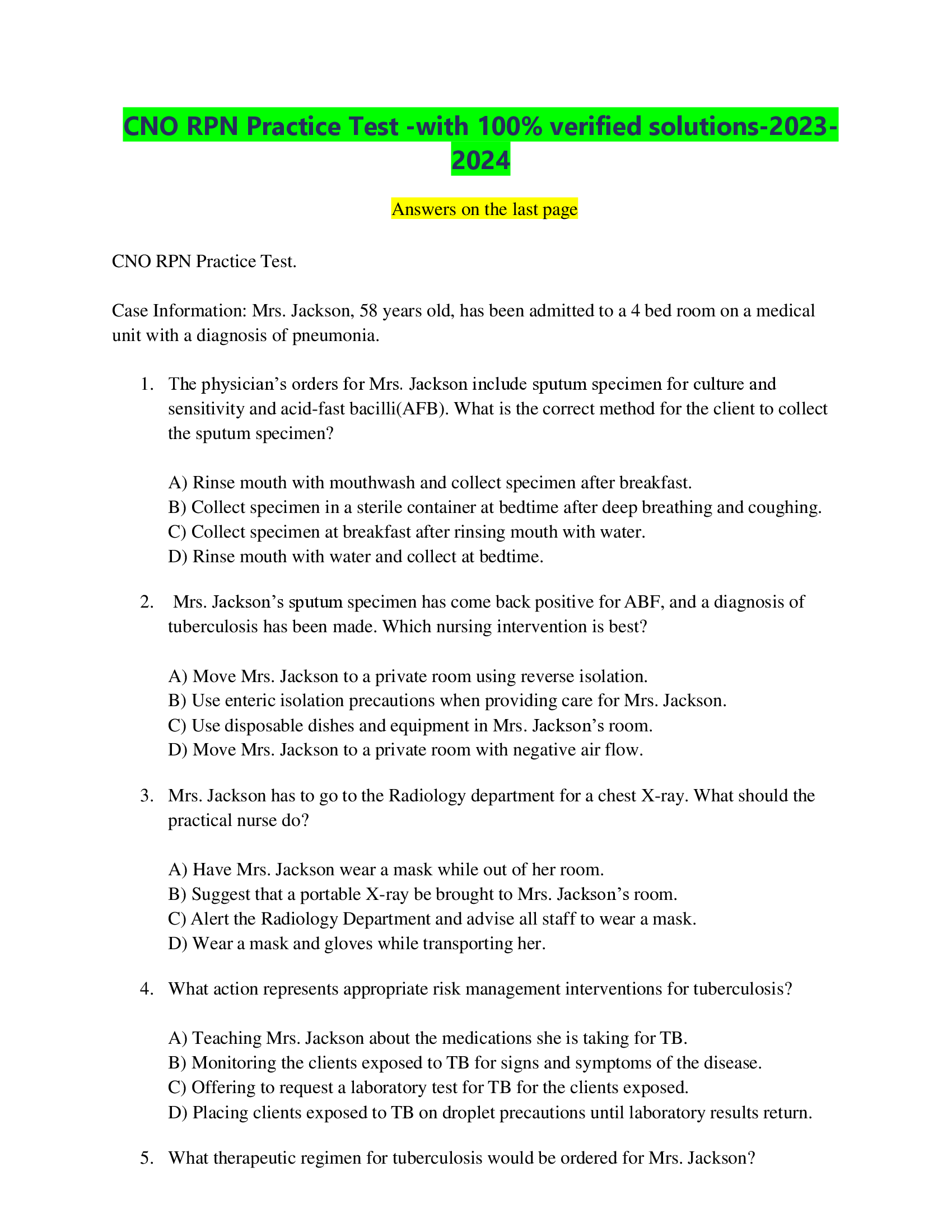 CNO RPN Practice Test