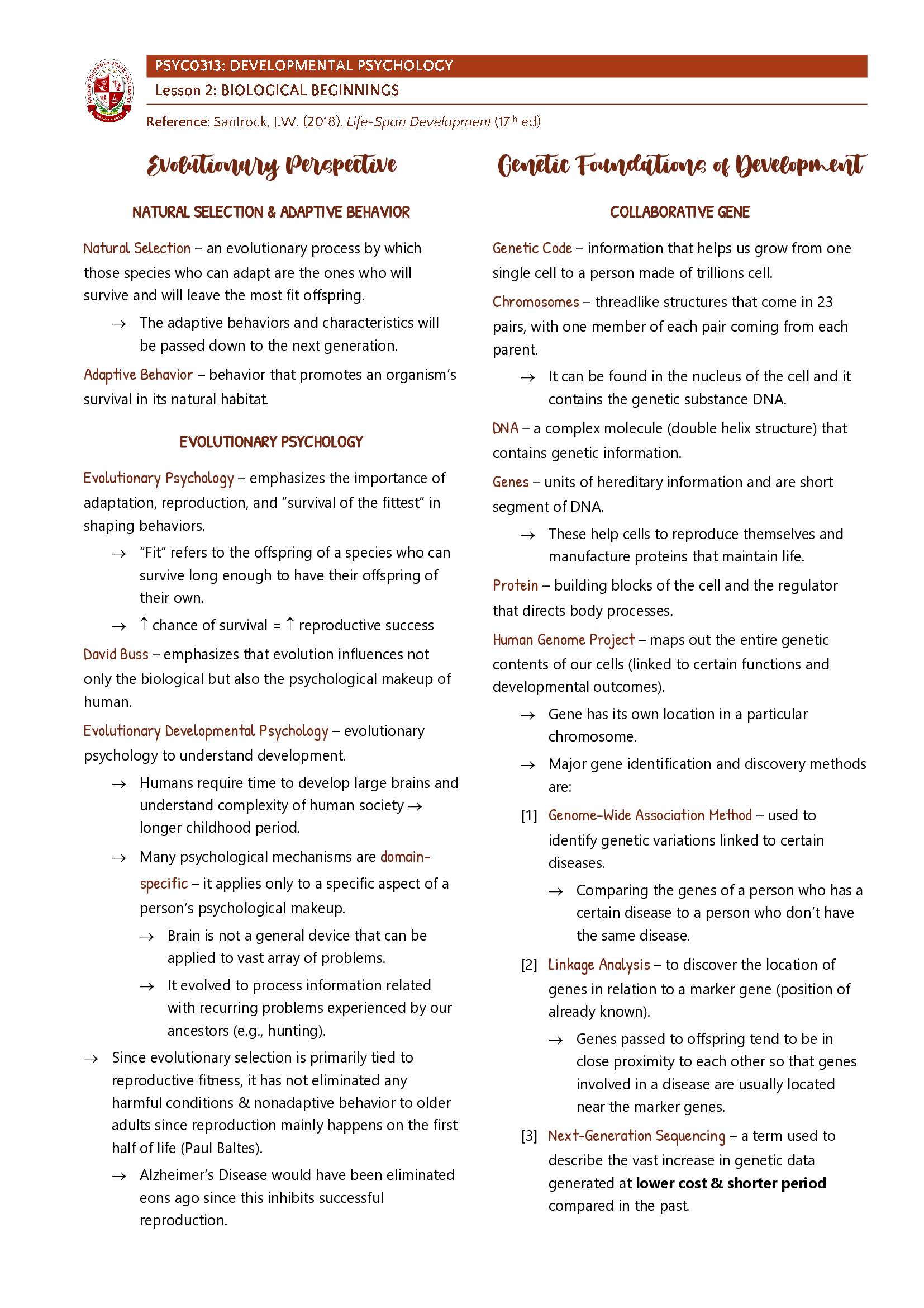 Developmental Psychology  - Biological Beginnings