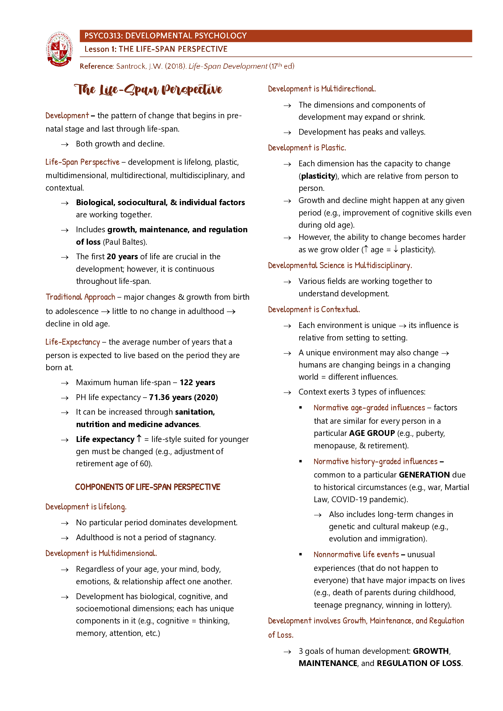 Developmental Psychology - The Life Span Perspective