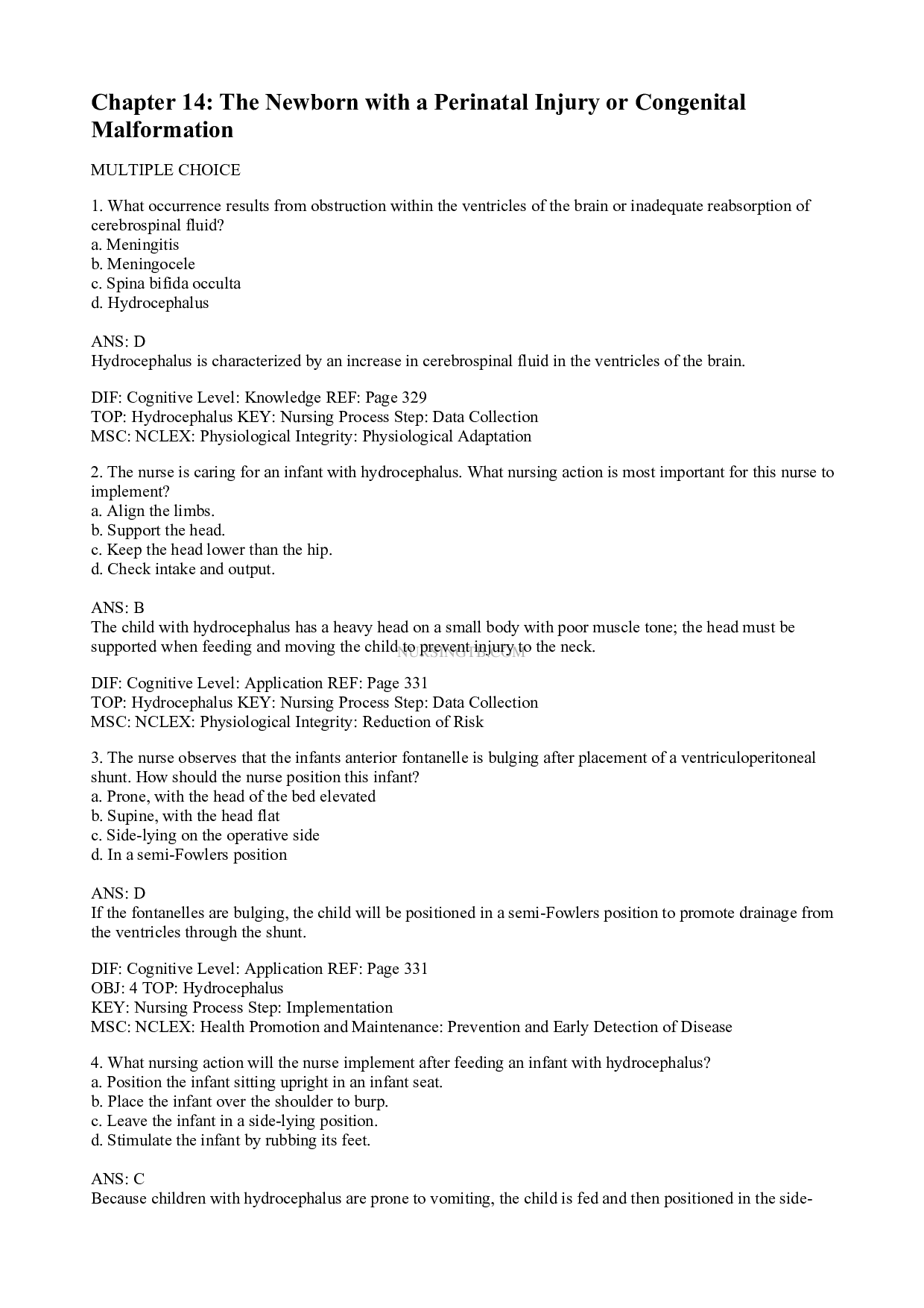 Chapter 14 The Newborn with a Perinatal Injury or Congenital Malformation - Leifer Maternity and Pediatric Nursing