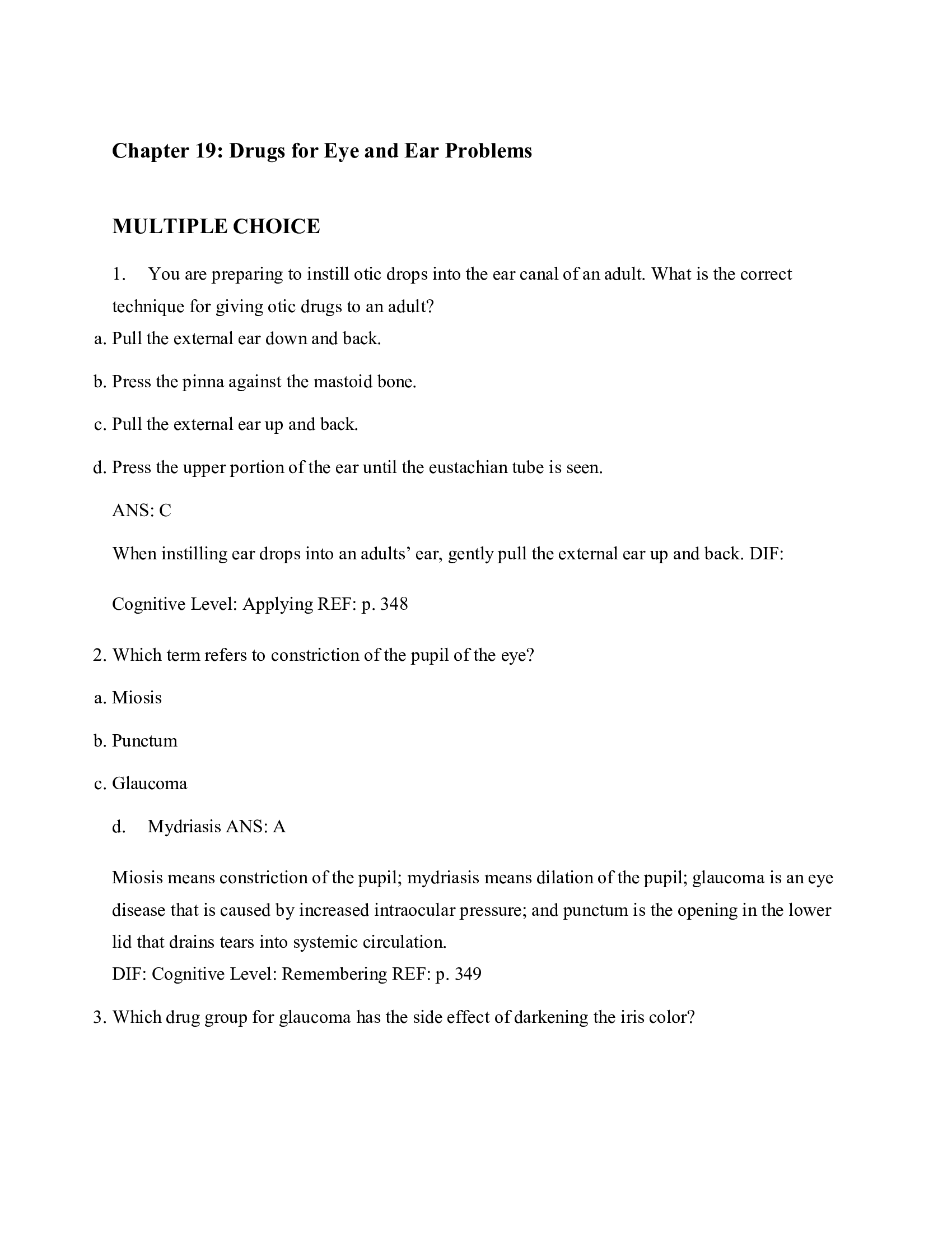 Chapter 19 Drugs for Eye and Ear Problems