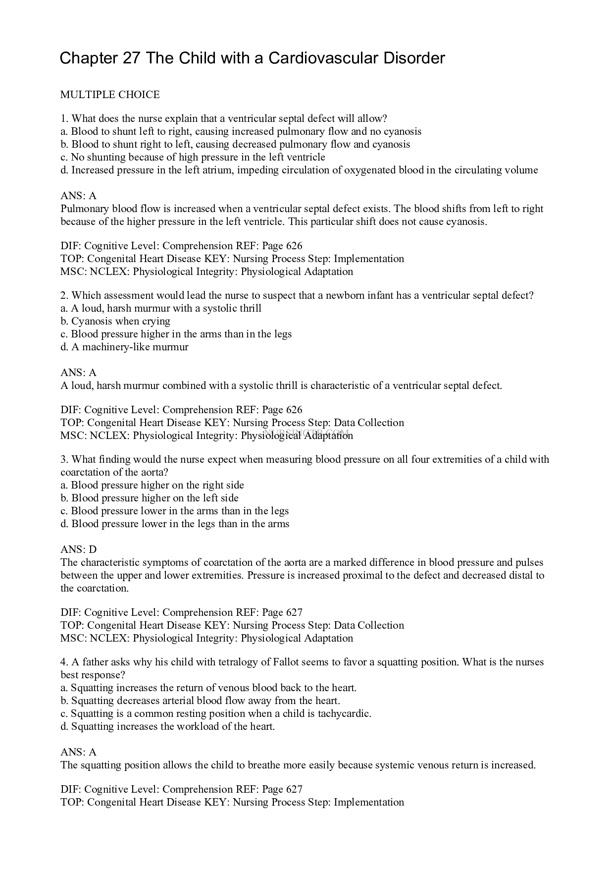 Chapter 27 The Child with a Cardiovascular Disorder - Leifer Maternity and Pediatric Nursing