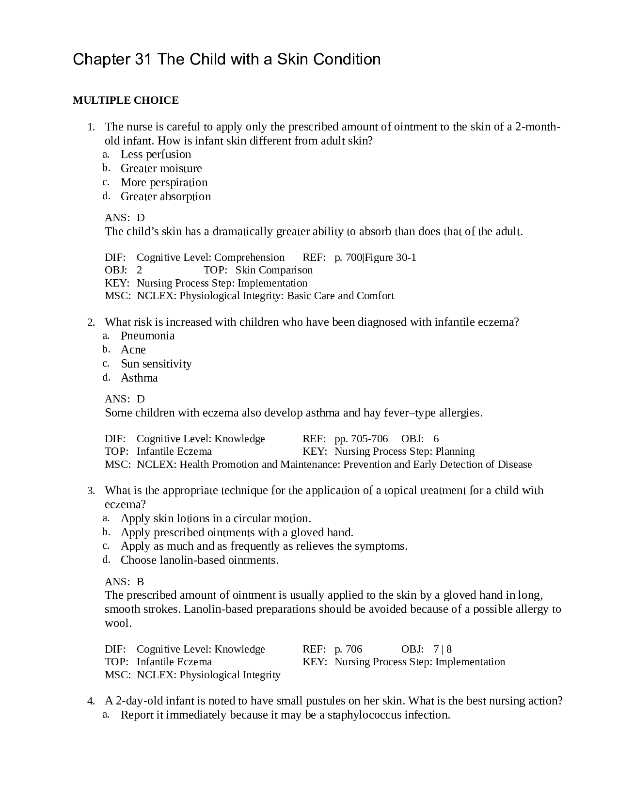 Chapter 31 The Child with a Skin Condition - Leifer Maternity and Pediatric Nursing