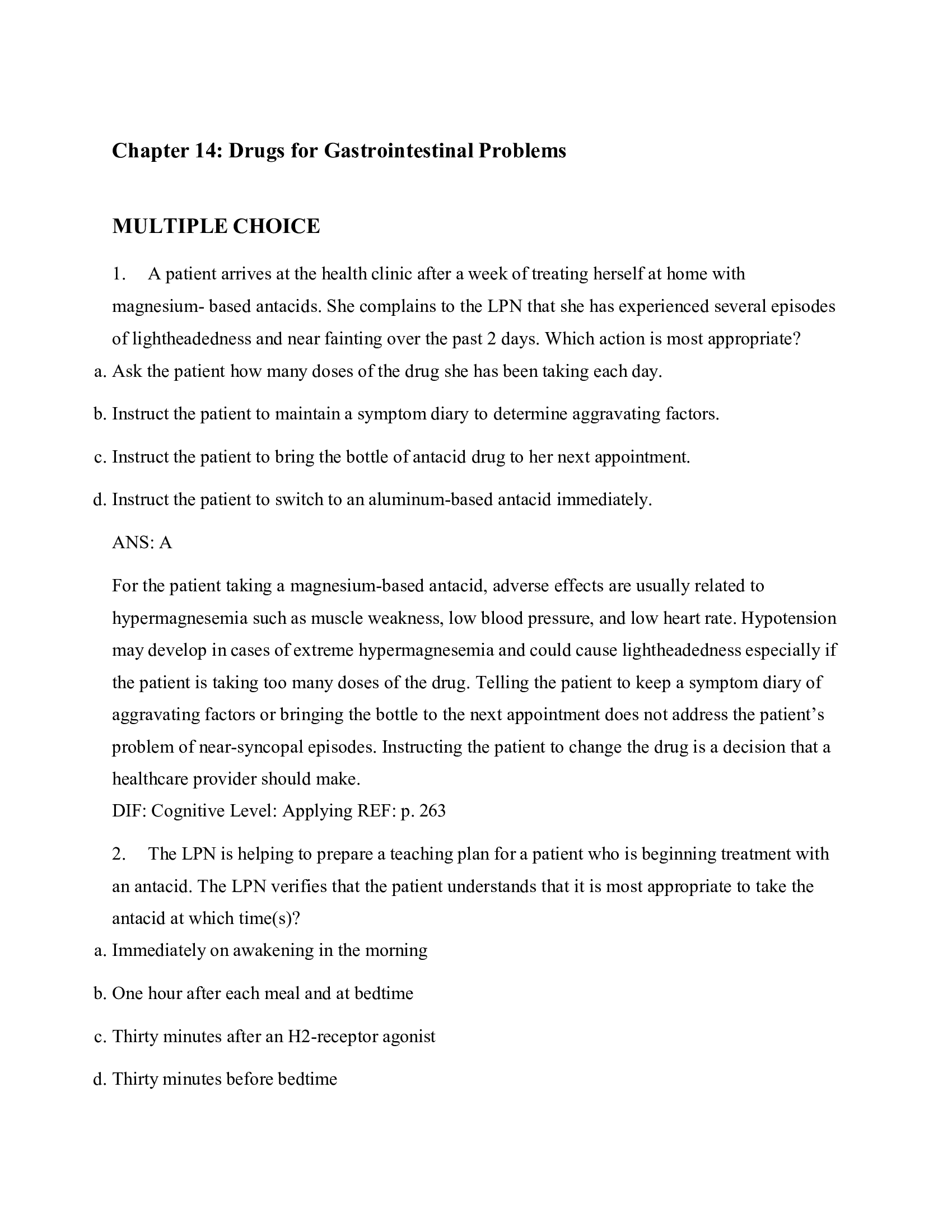 Chapter 14 Drugs for Gastrointestinal Problems