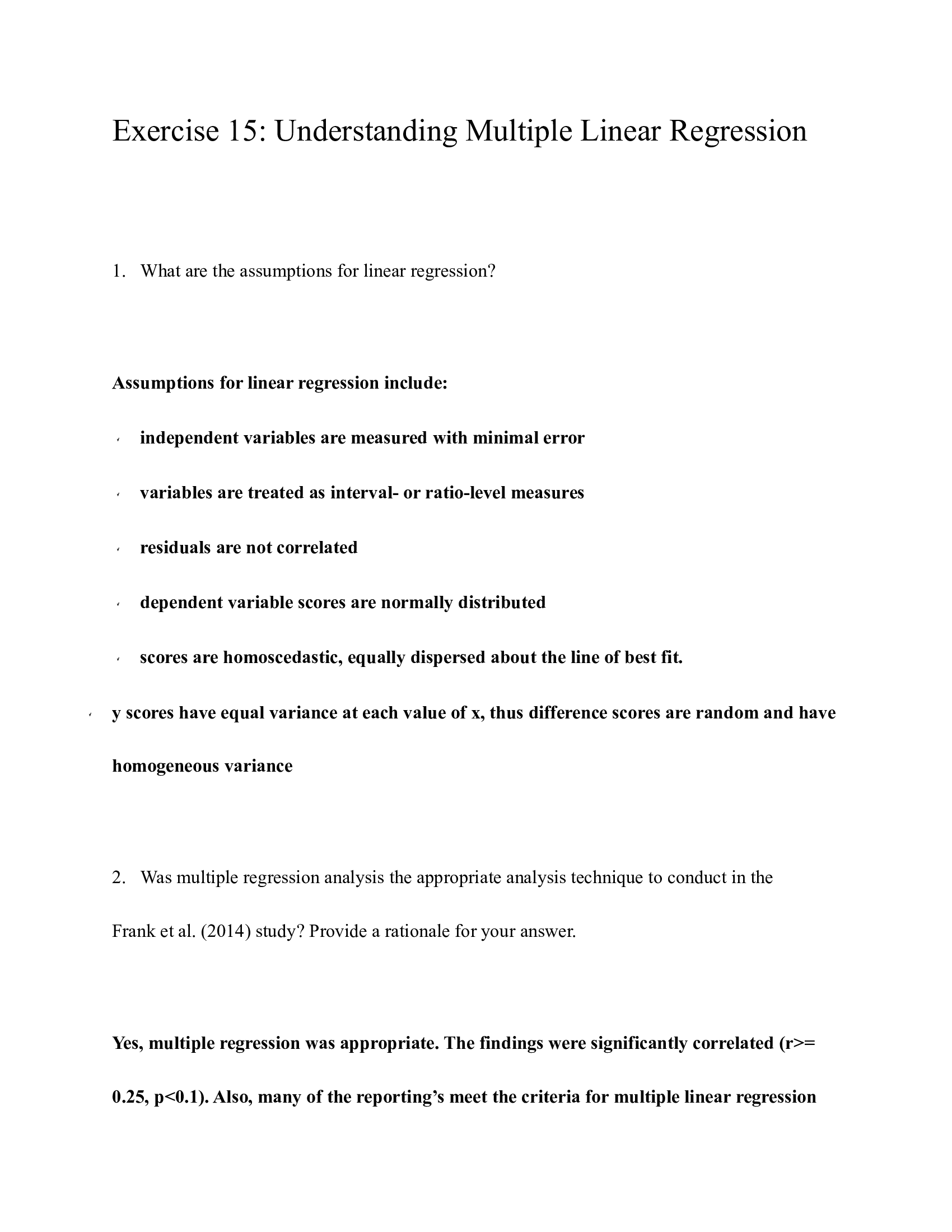 Exercise 15 Understanding Multiple Linear Regression