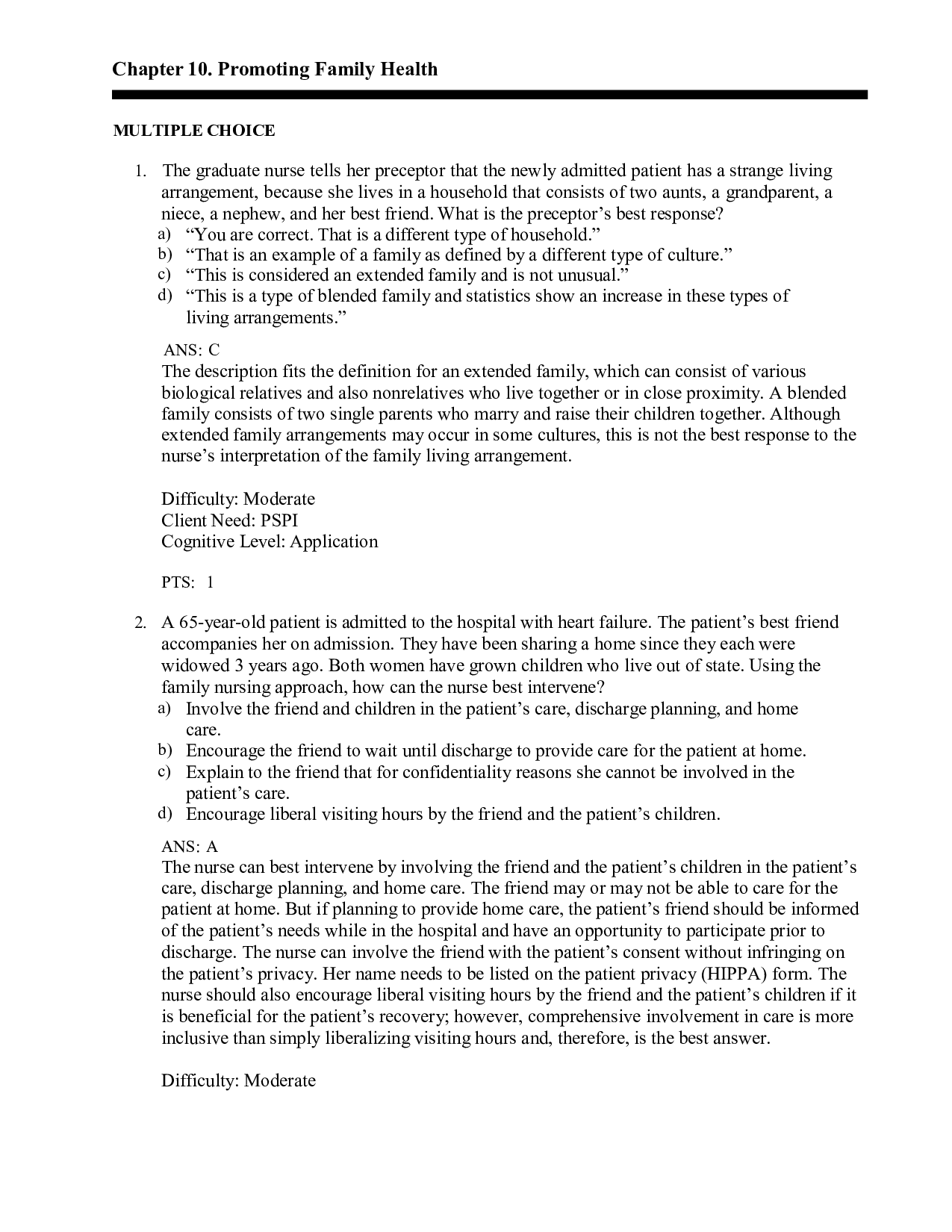 Chapter 10 Promoting Family Health
