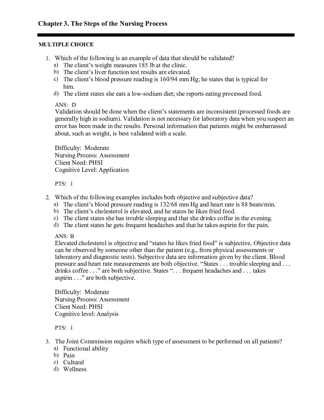 Chapter 3 The Steps of the Nursing Process