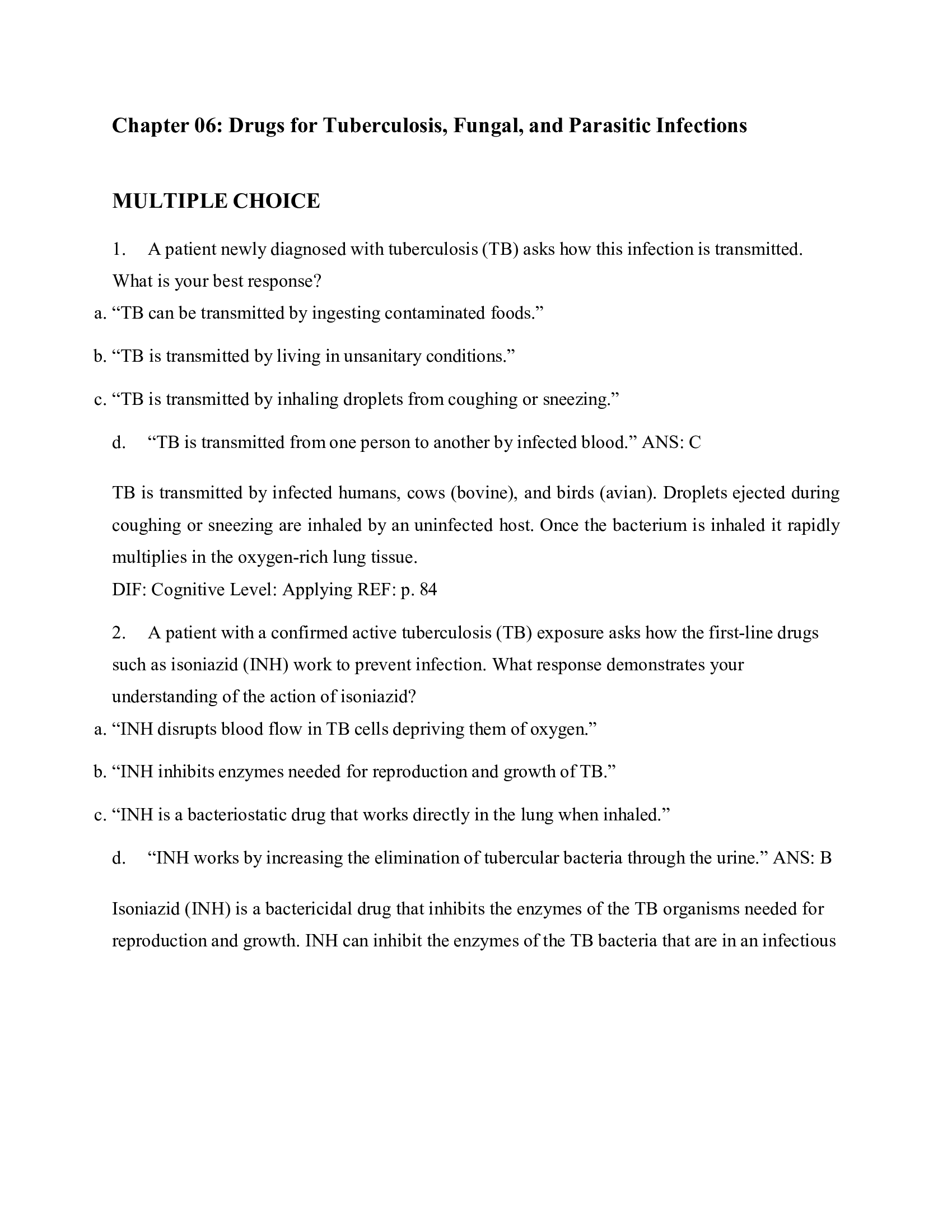 Chapter 6 Drugs for Tuberculosis, Fungal, and Parasitic Infections