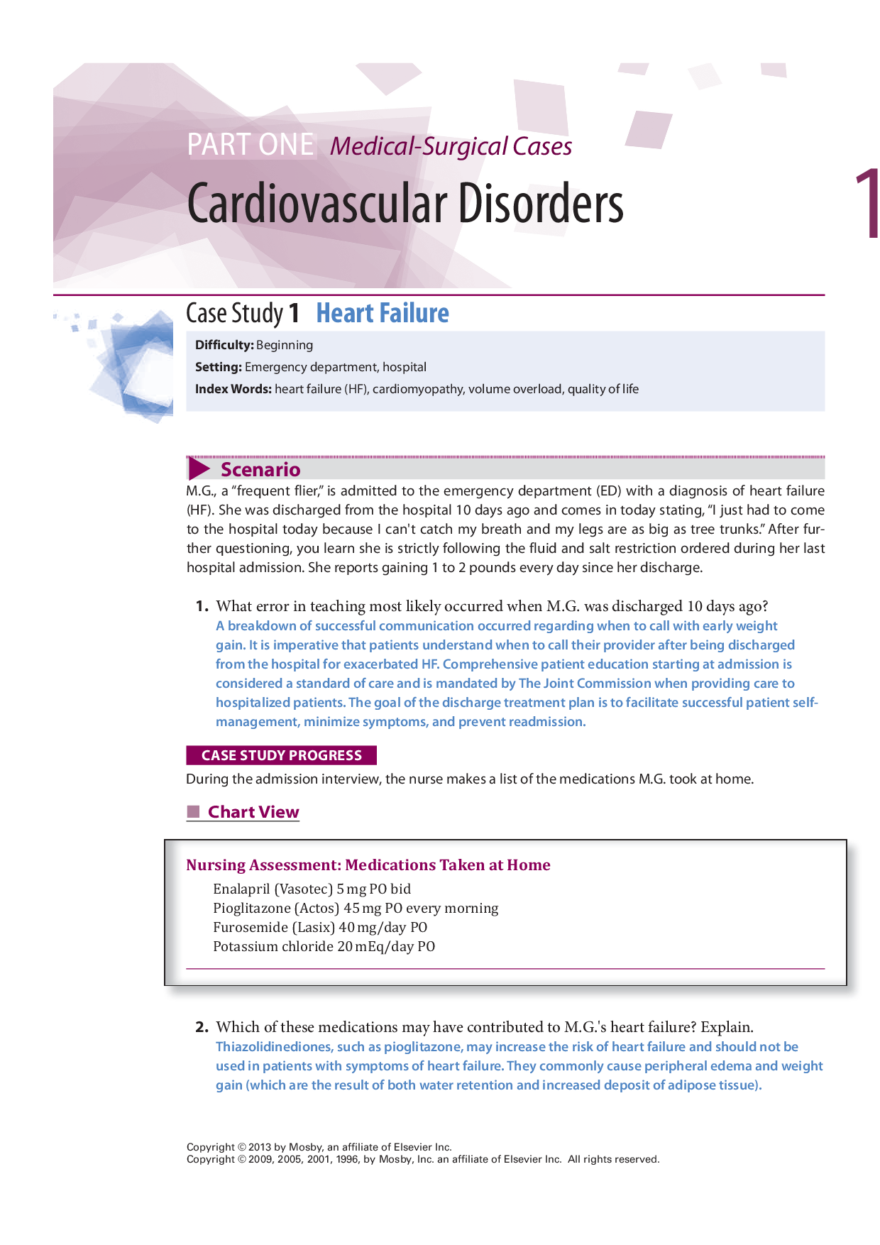 Case Study 1 Heart Failure -  Winninghams Critical Thinking Cases in Nursing