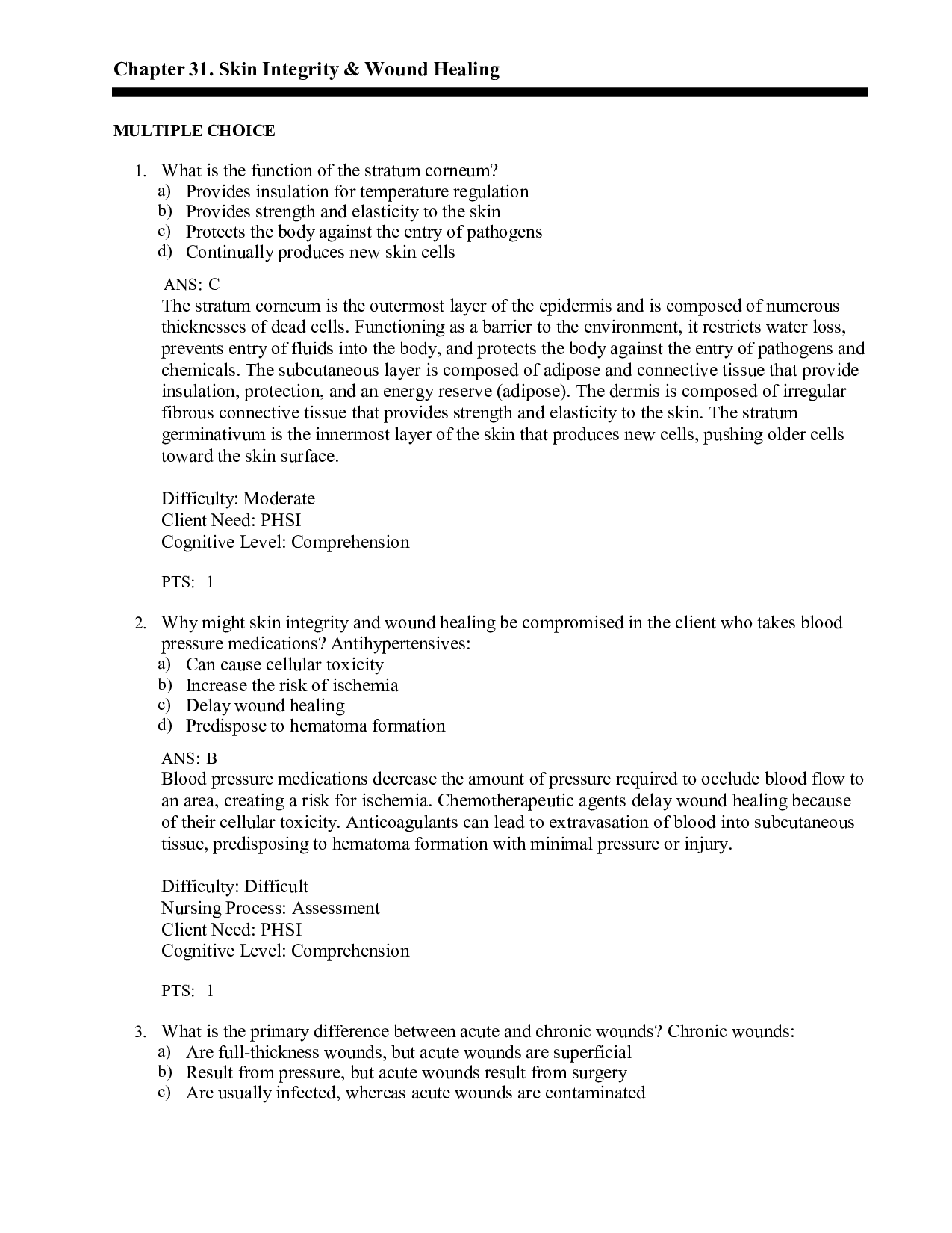 Chapter 31 Skin Integrity & Wound Healing