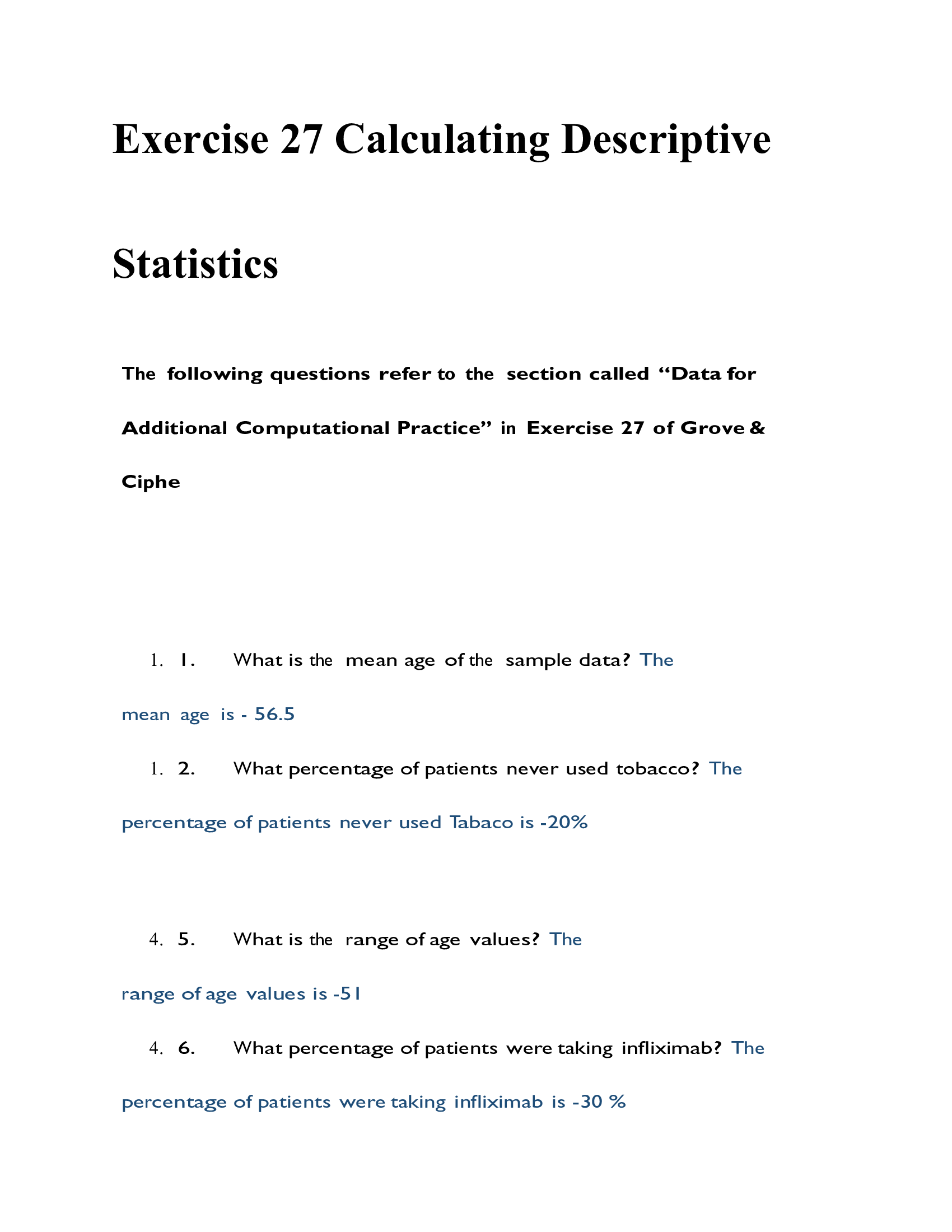 Exercise 27 Calculating Descriptive Statistics