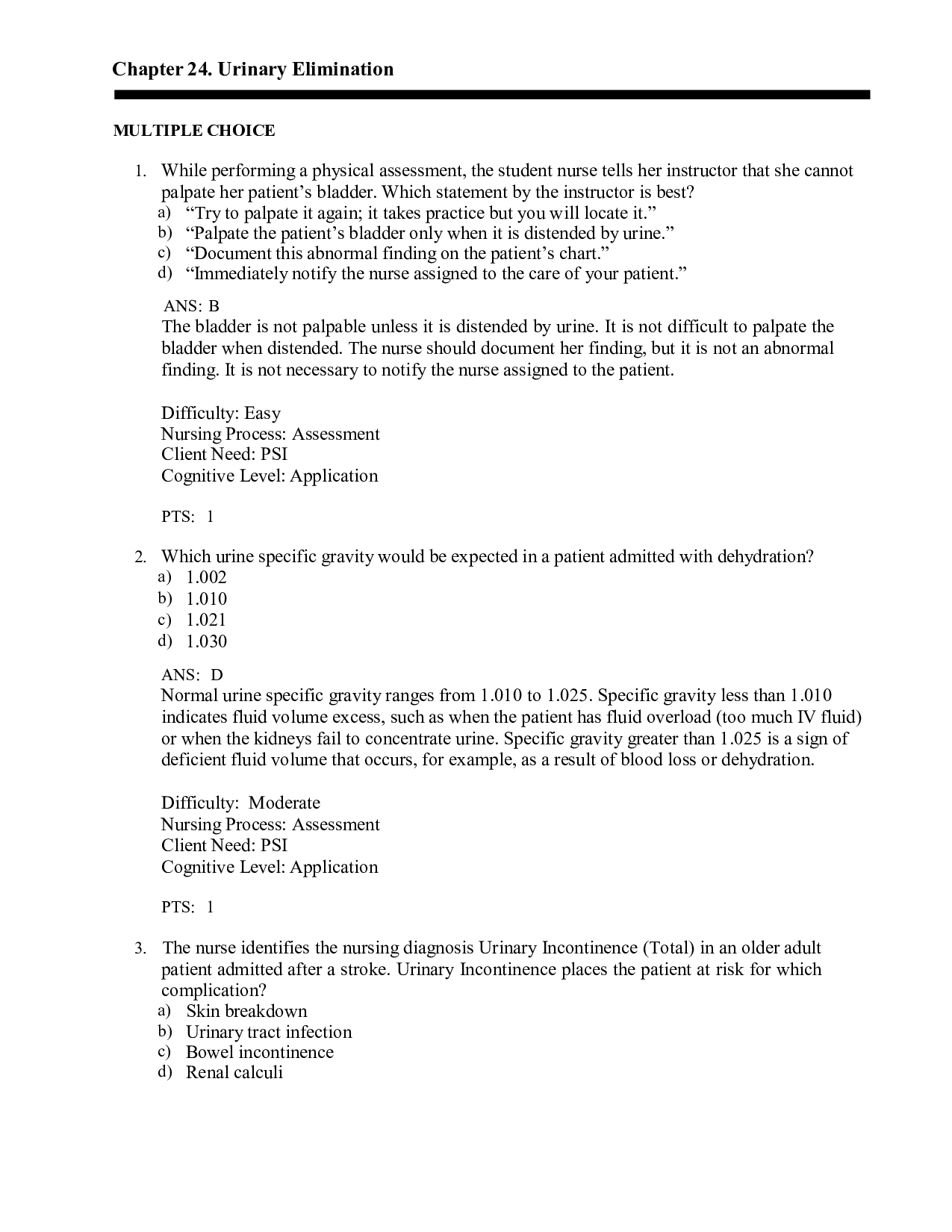Chapter 24 Urinary Elimination