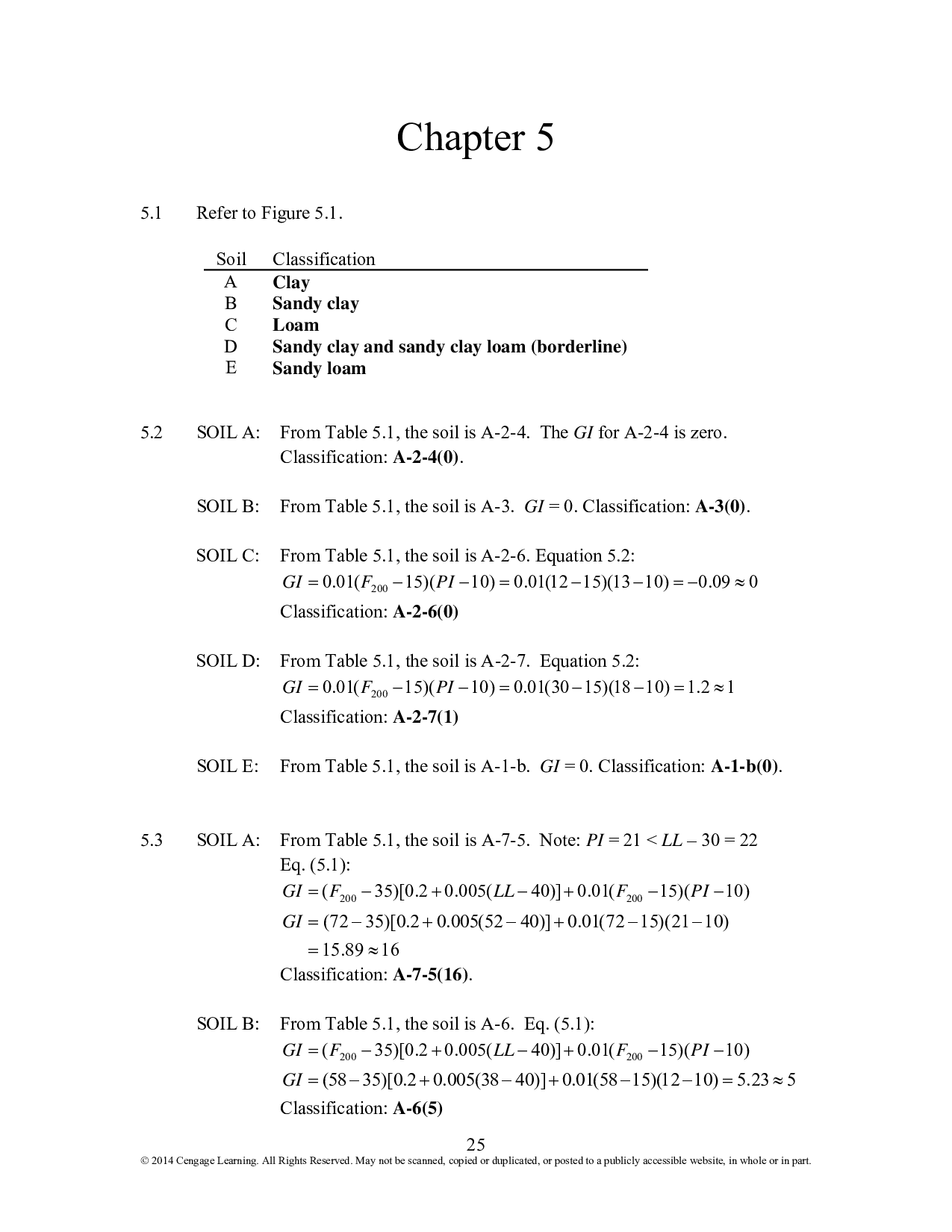 Chapter 5 Engineering Classification of Soil Solutions for Principles of Geotechnical Engineering