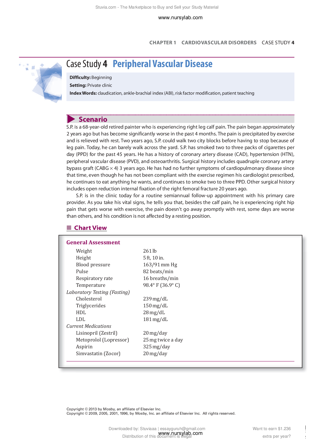 Case Study 4 Peripheral Vascular Disease - Winninghams Critical Thinking Cases in Nursing