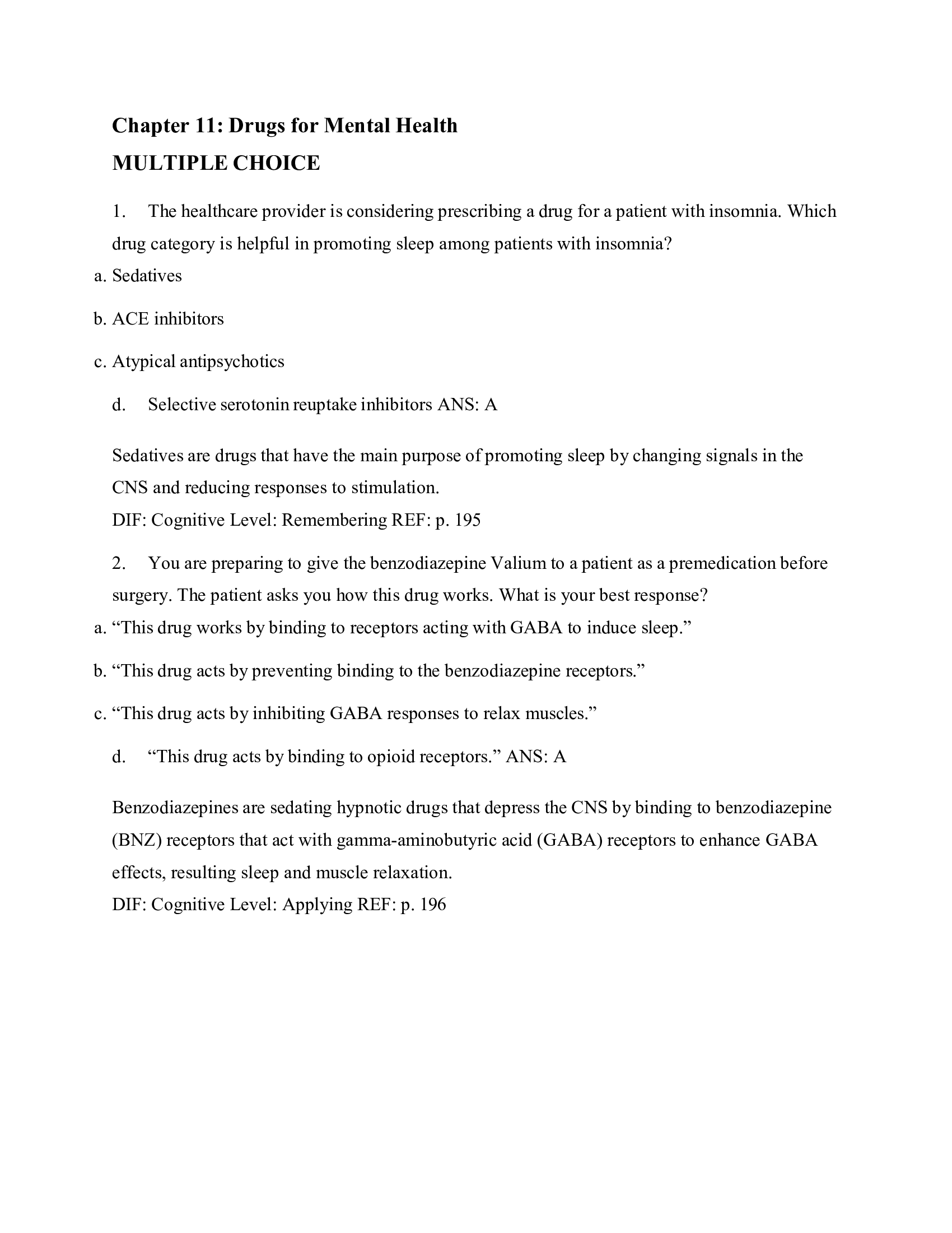 Chapter 11 Drugs for Mental Health