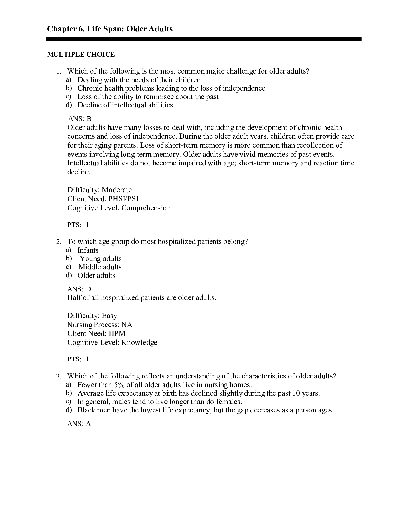 Chapter 6 Life Span Older Adults