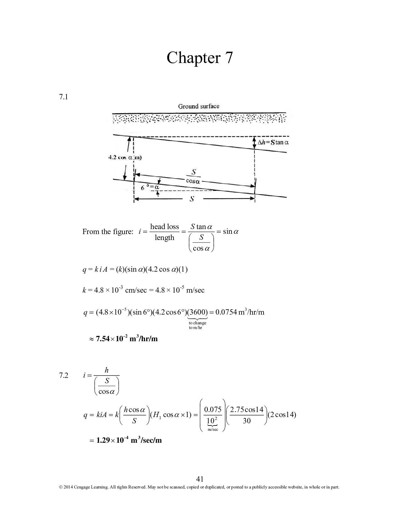 Chapter 7 Permeability Solutions for Principles of Geotechnical Engineering