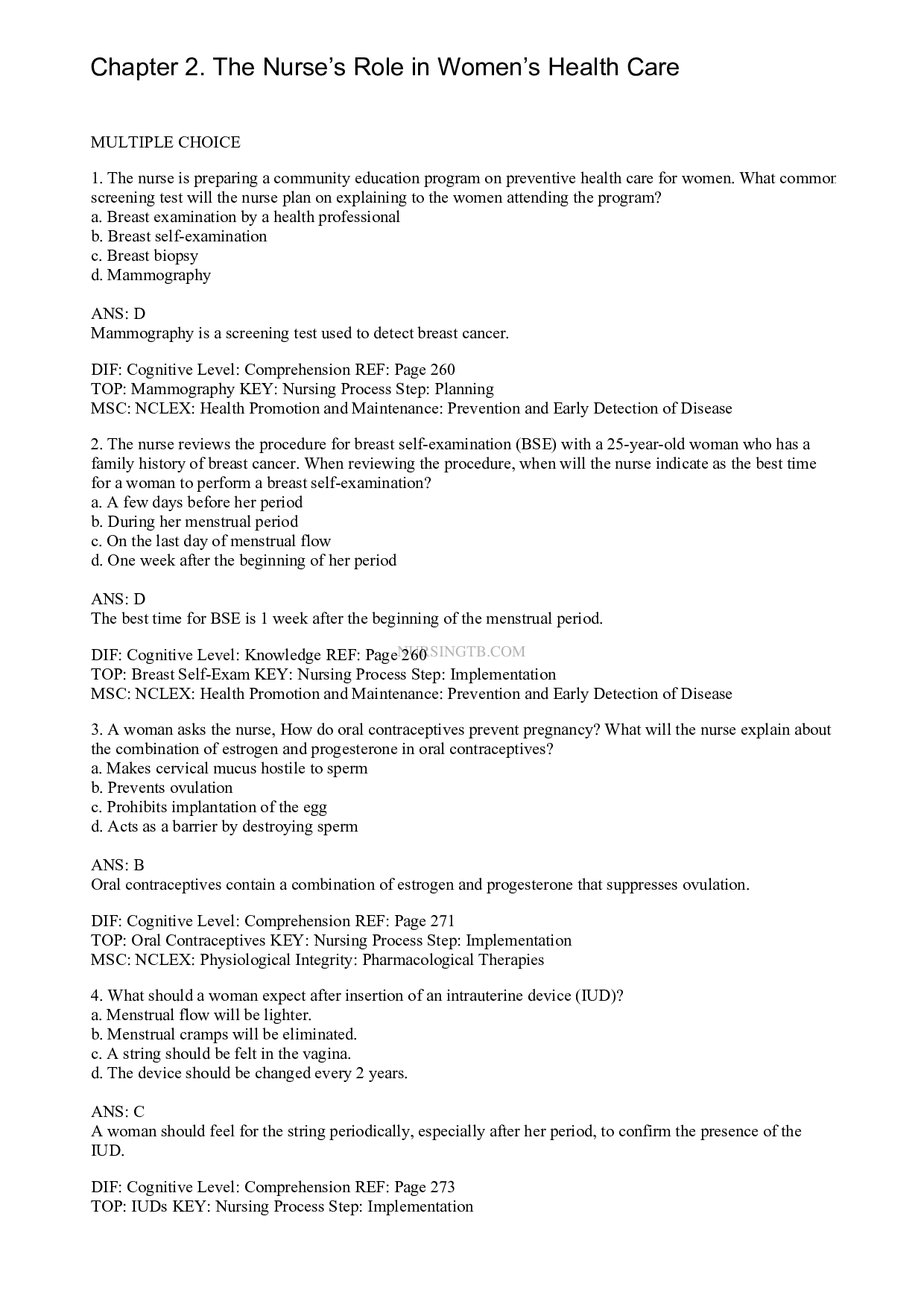 Chapter 2. The Nurse’s Role in Women’s Health Care - Leifer Maternity and Pediatric Nursing