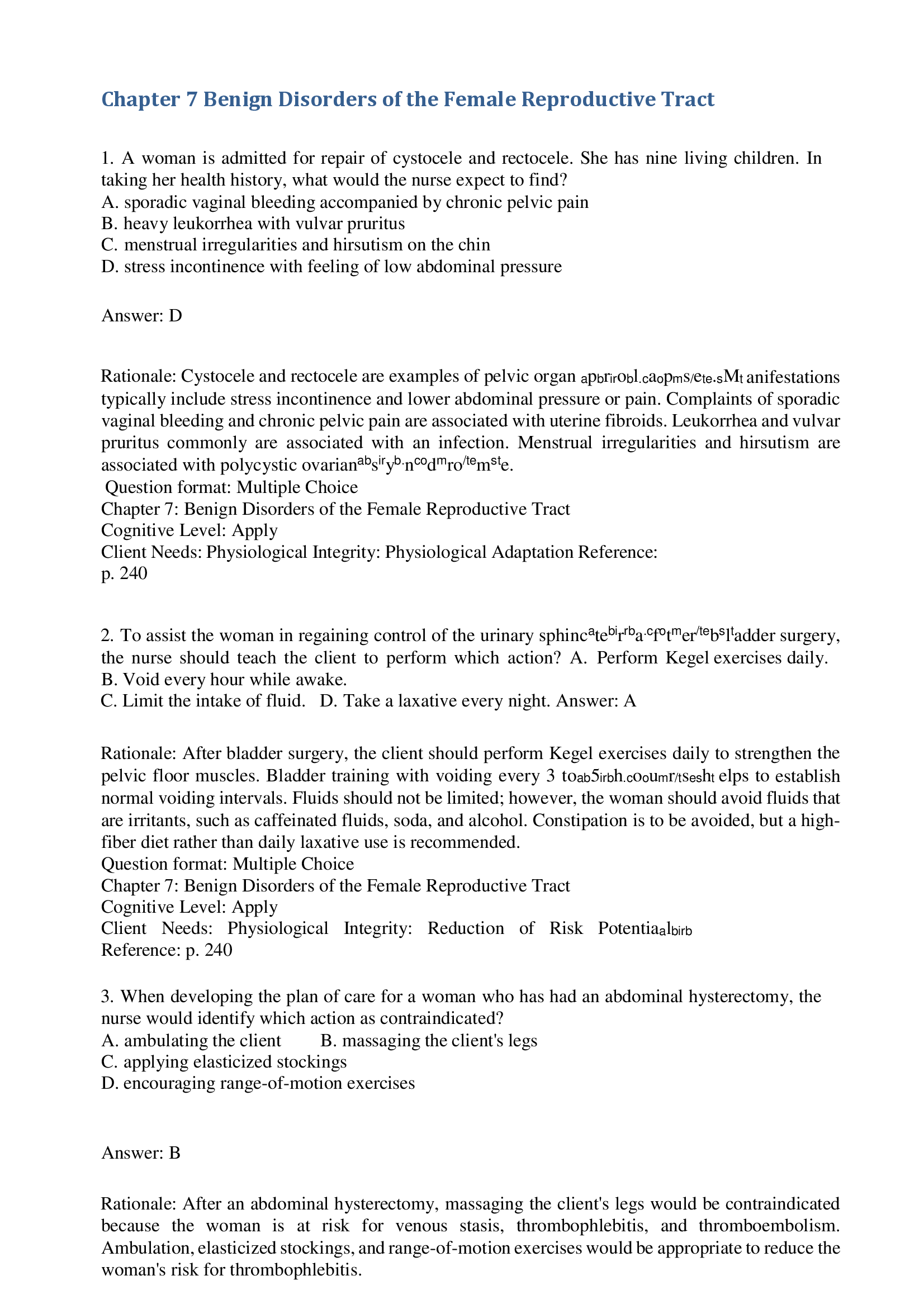 Chapter 7 Benign Disorders of the Female Reproductive Tract