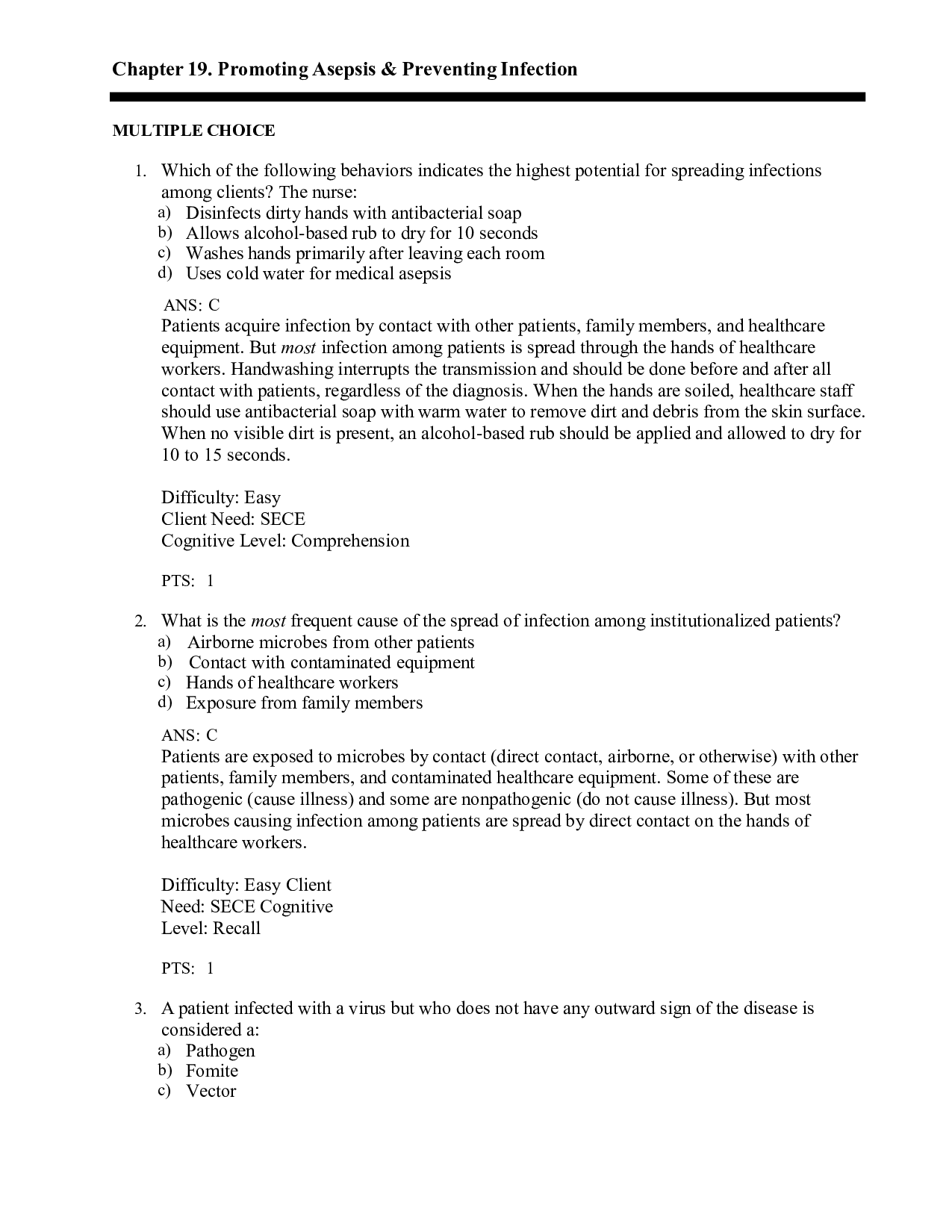 Chapter 19 Promoting Asepsis & Preventing Infection