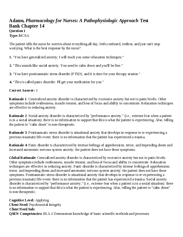 Chapter 14. Drugs for Anxiety and Insomnia