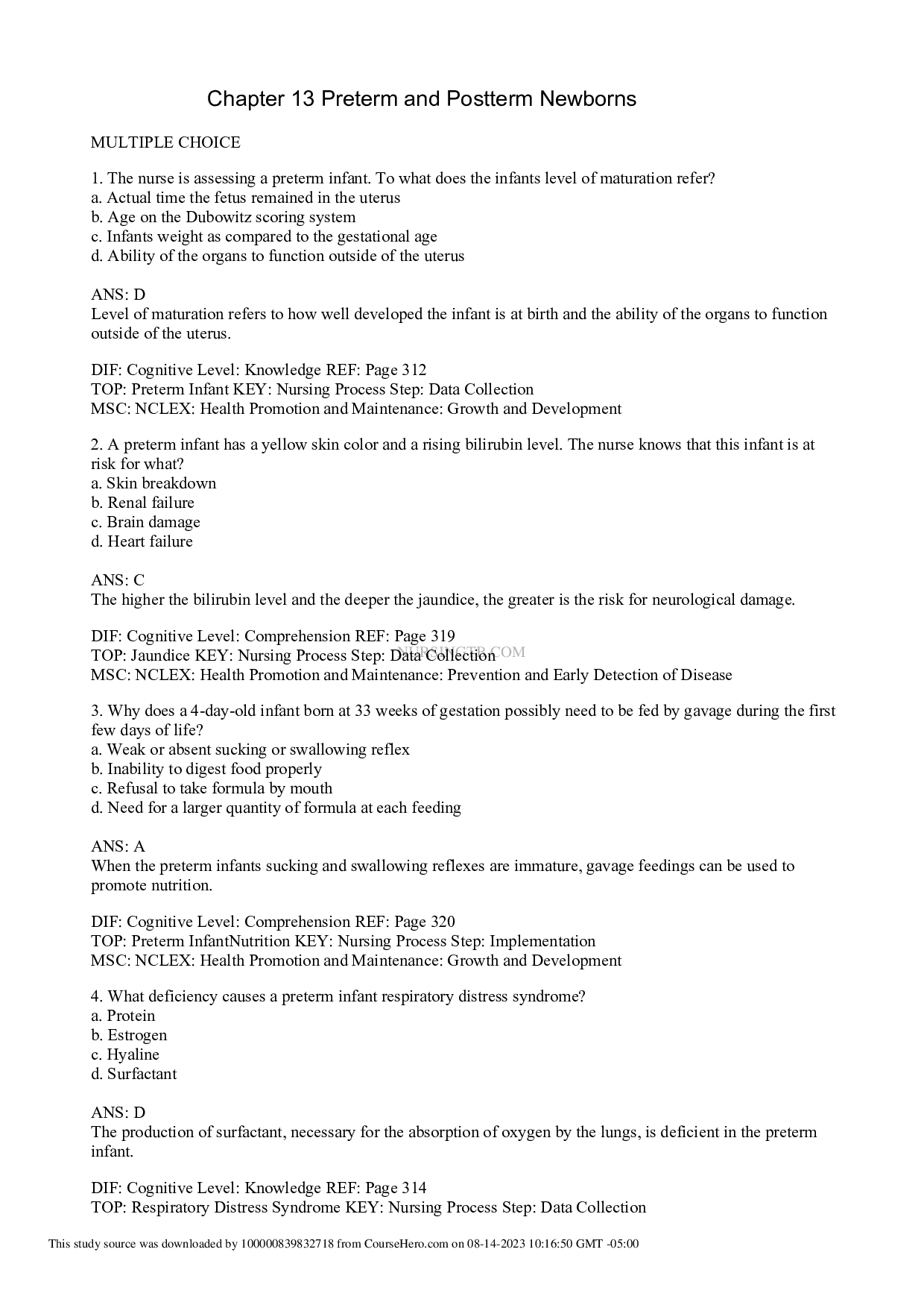 Chapter 13 Preterm and Postterm Newborns - Leifer Maternity and Pediatric Nursing