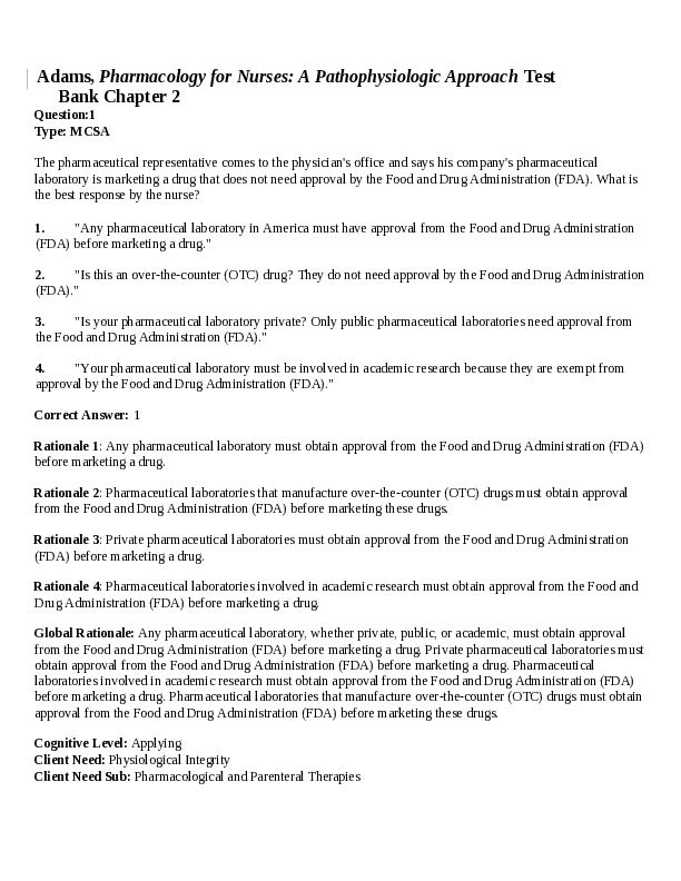 Chapter 2. Drug Classes and Schedules