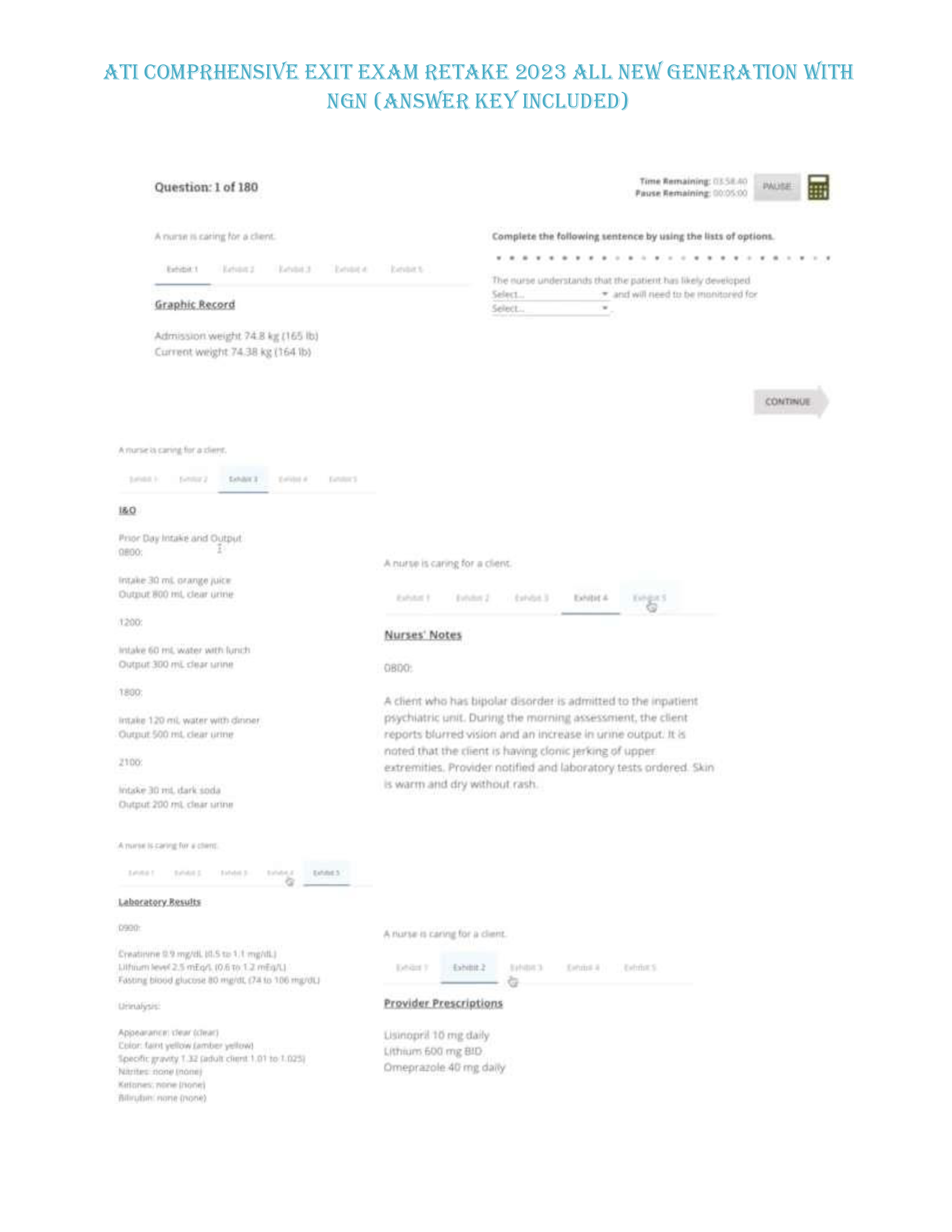ATI Comprehensive Exit Exam Retake Greenlight with NGN Latest Version 2024