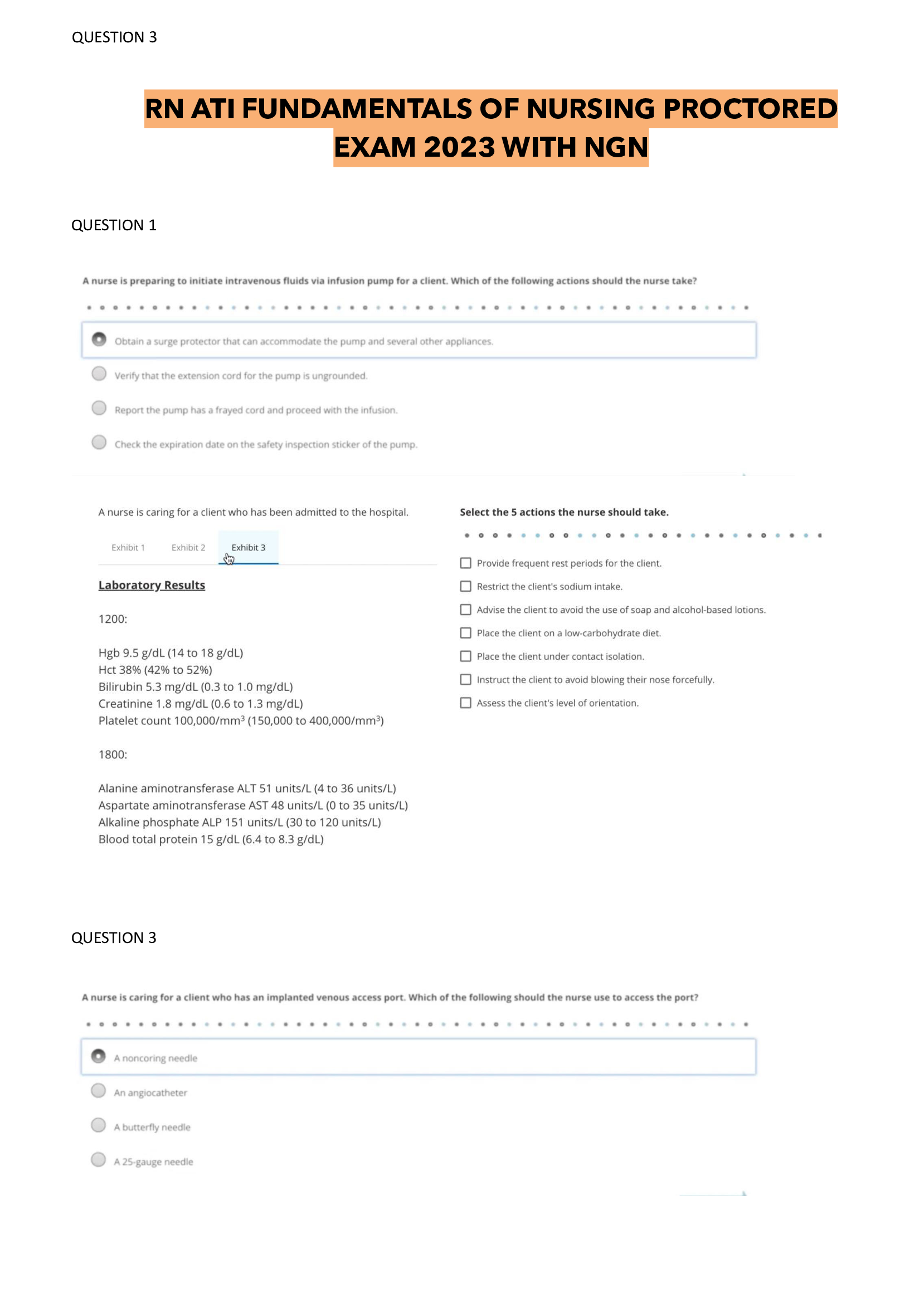 RN ATI FUNDAMENTALS OF NURSING PROCTORED EXAM 2026 WITH NGN