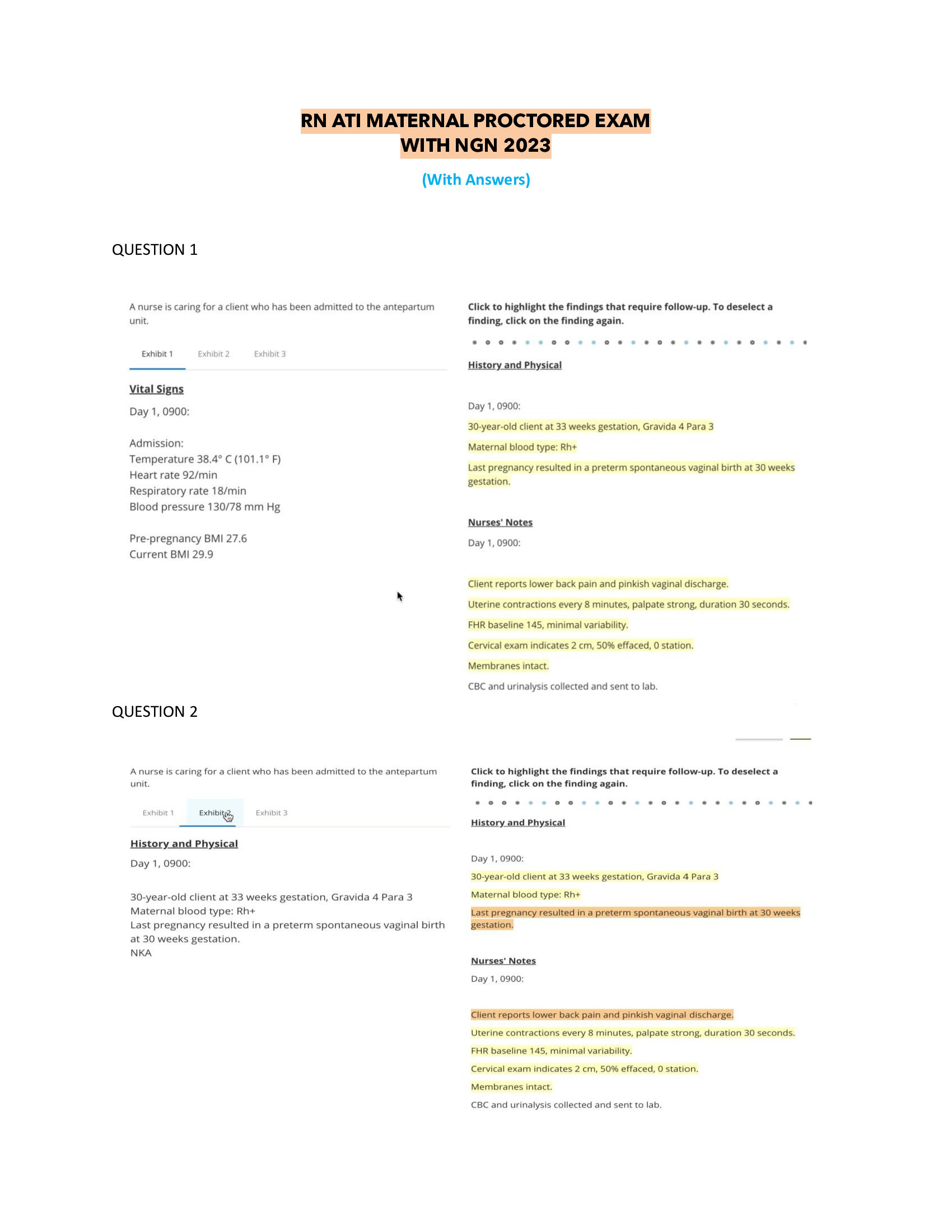 RN ATI MATERNAL PROCTORED EXAM WITH NGN 2023/2024